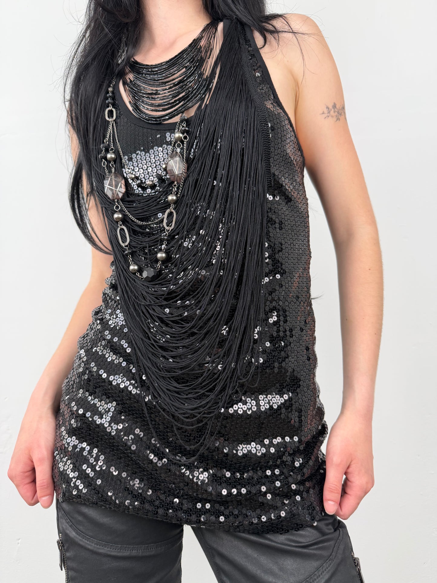 Sequin fringe top TWINKLING GLOBAL