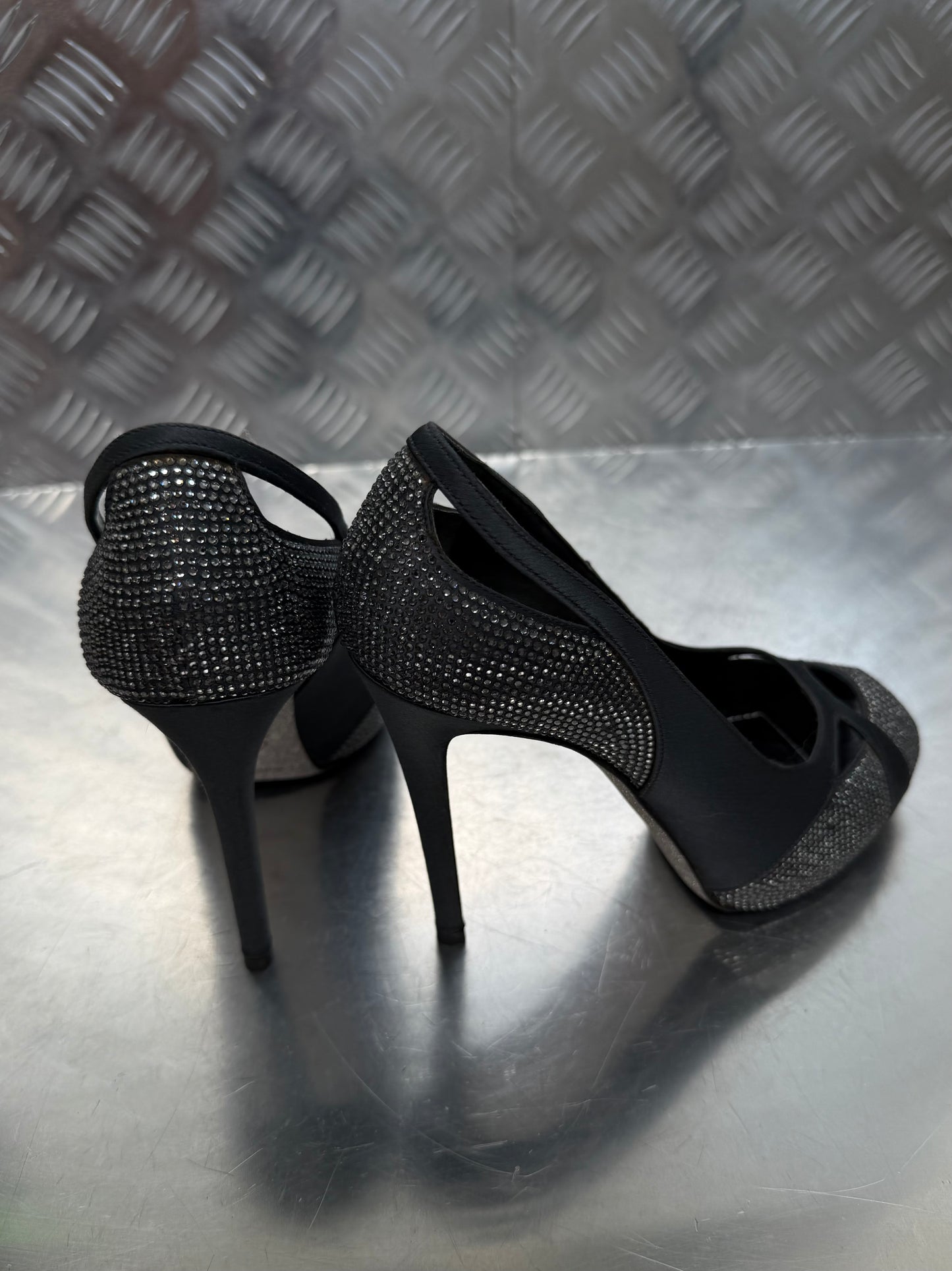 Vintage Rene Caovilla Swarovski crystal heels TWINKLING GLOBAL