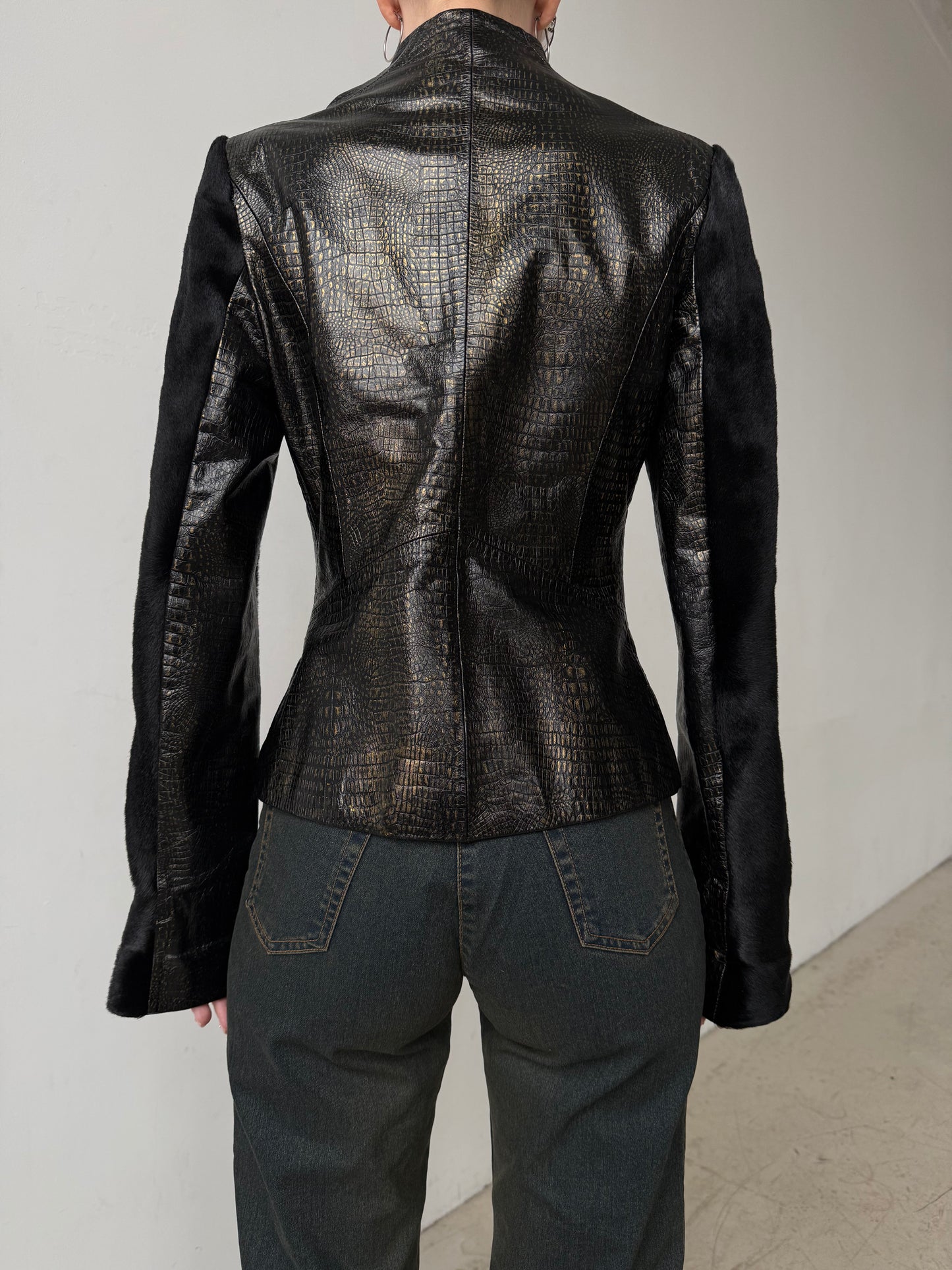 Vintage fitted leather jacket TWINKLING GLOBAL
