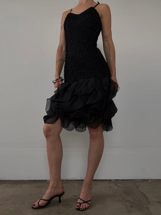 Vintage black ruffle dress TWINKLING GLOBAL