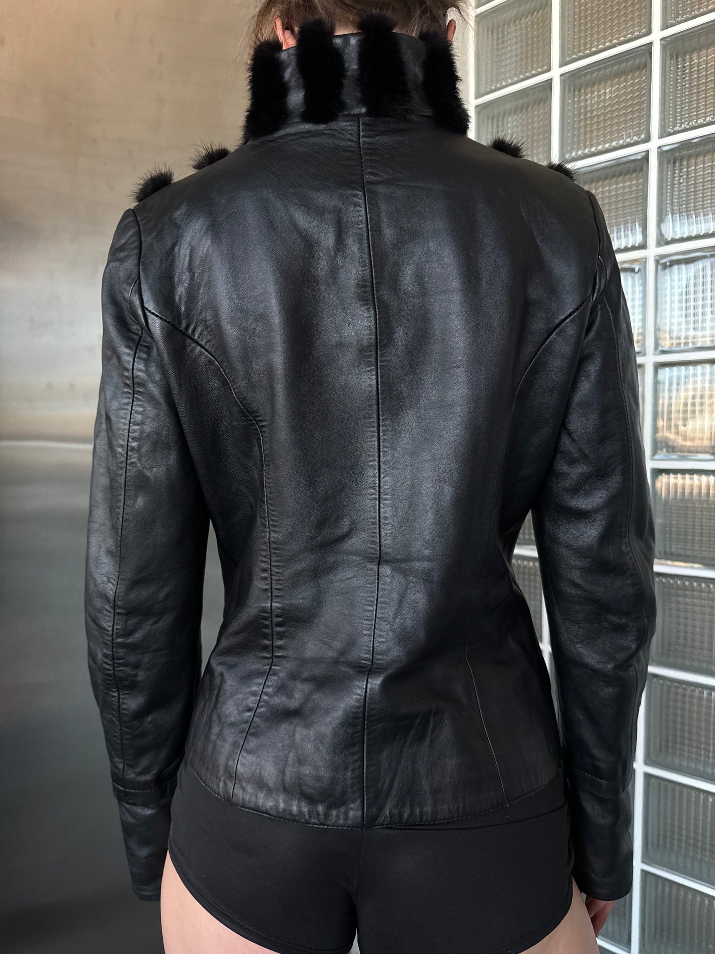 Vintage fitted leather jacket TWINKLING GLOBAL