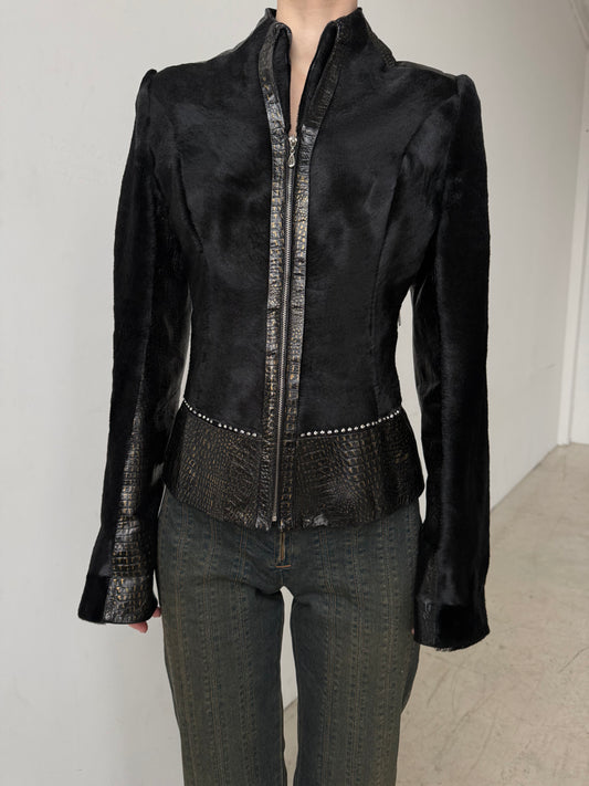 Vintage fitted leather jacket TWINKLING GLOBAL