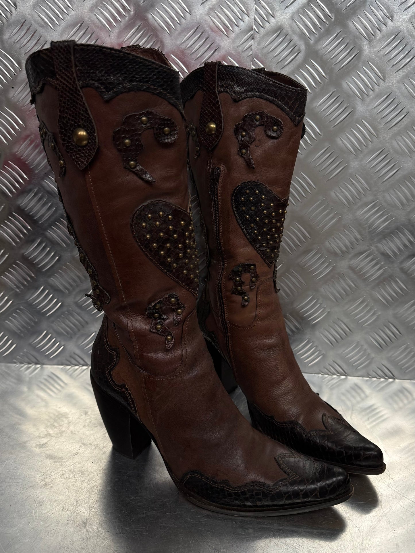 Vintage Italian leather cowboy boots TWINKLING GLOBAL