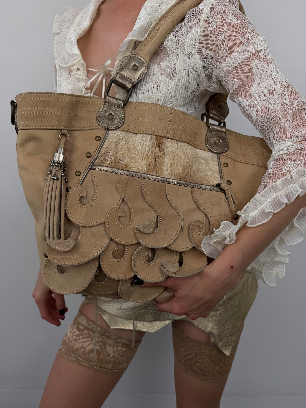 Vintage suede leather bag TWINKLING GLOBAL