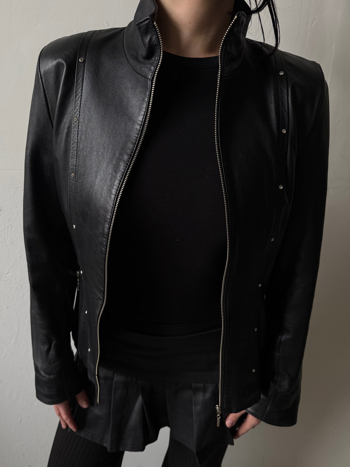 Vintage fitted leather jacket TWINKLING GLOBAL
