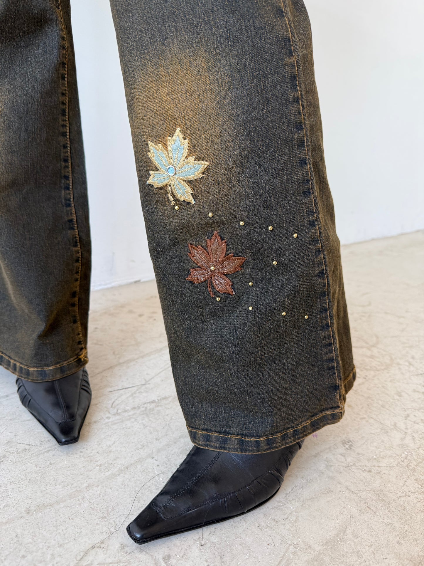 Vintage rust effect flared jeans TWINKLING GLOBAL