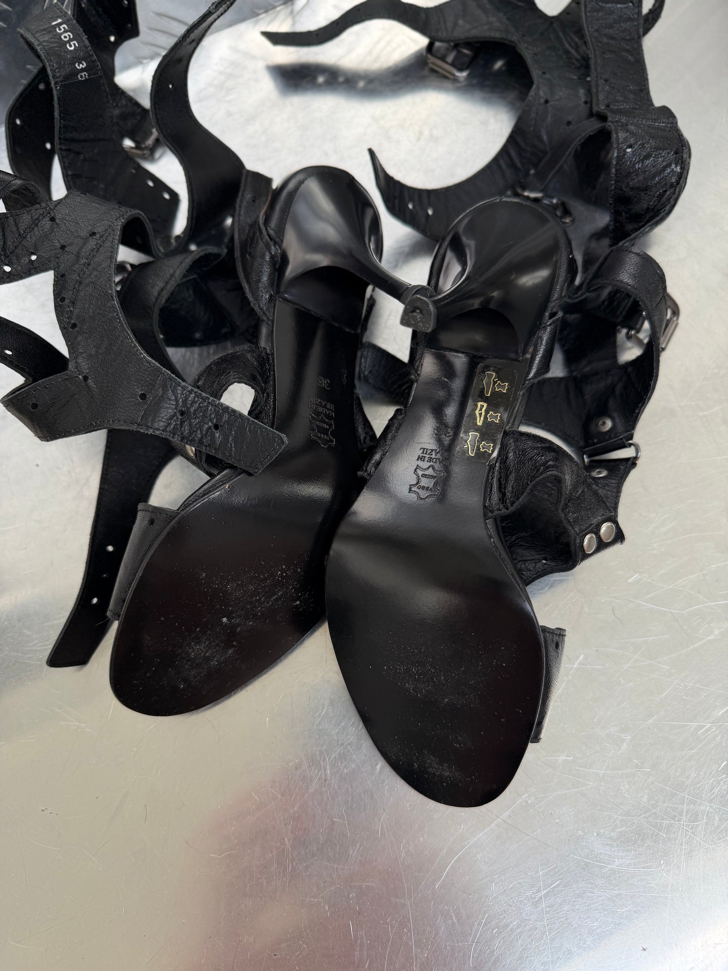 Vintage leather gladiator heels TWINKLING GLOBAL