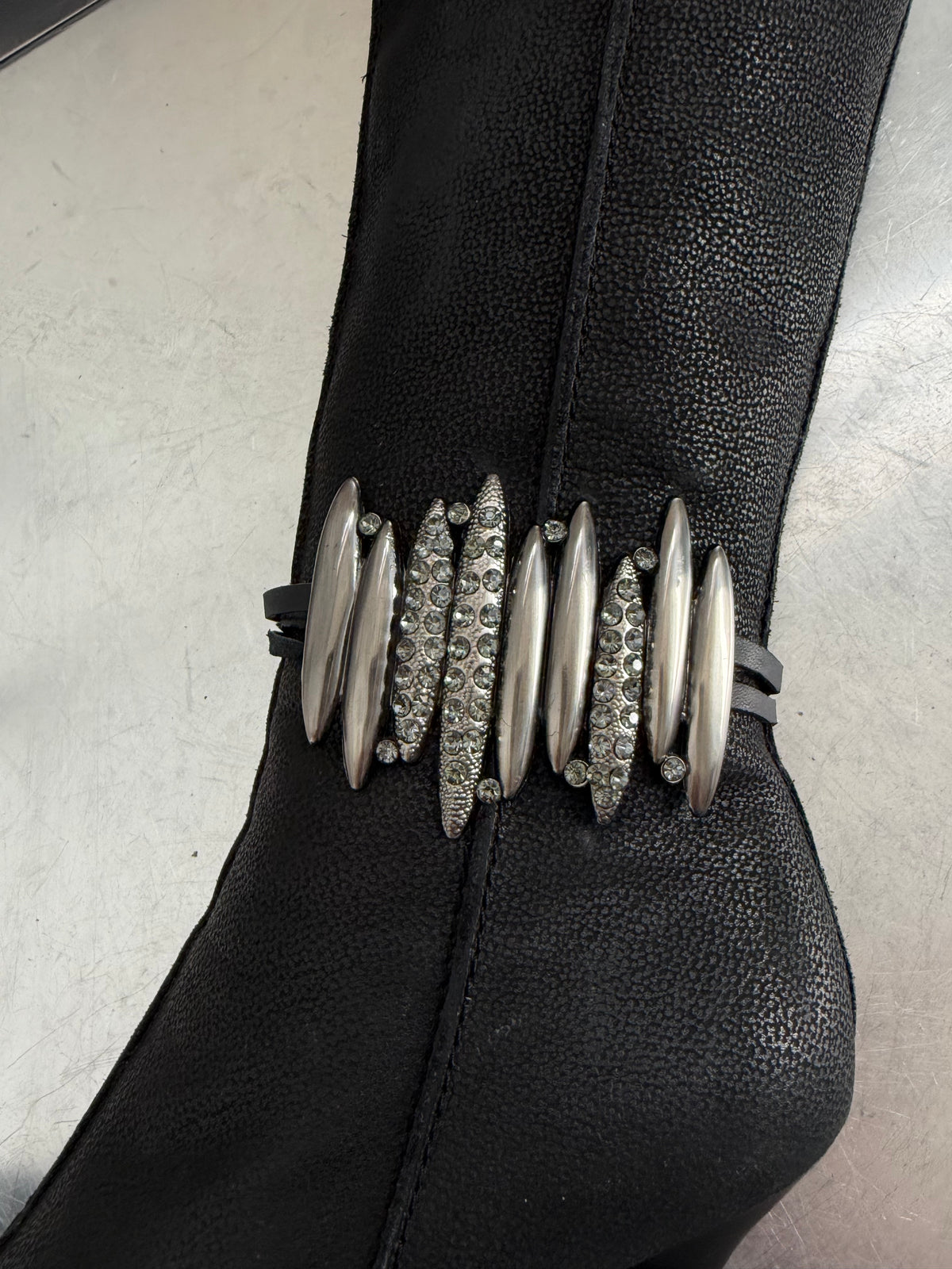 Basconi leather ankle boots with rhinestone detail TWINKLING GLOBAL