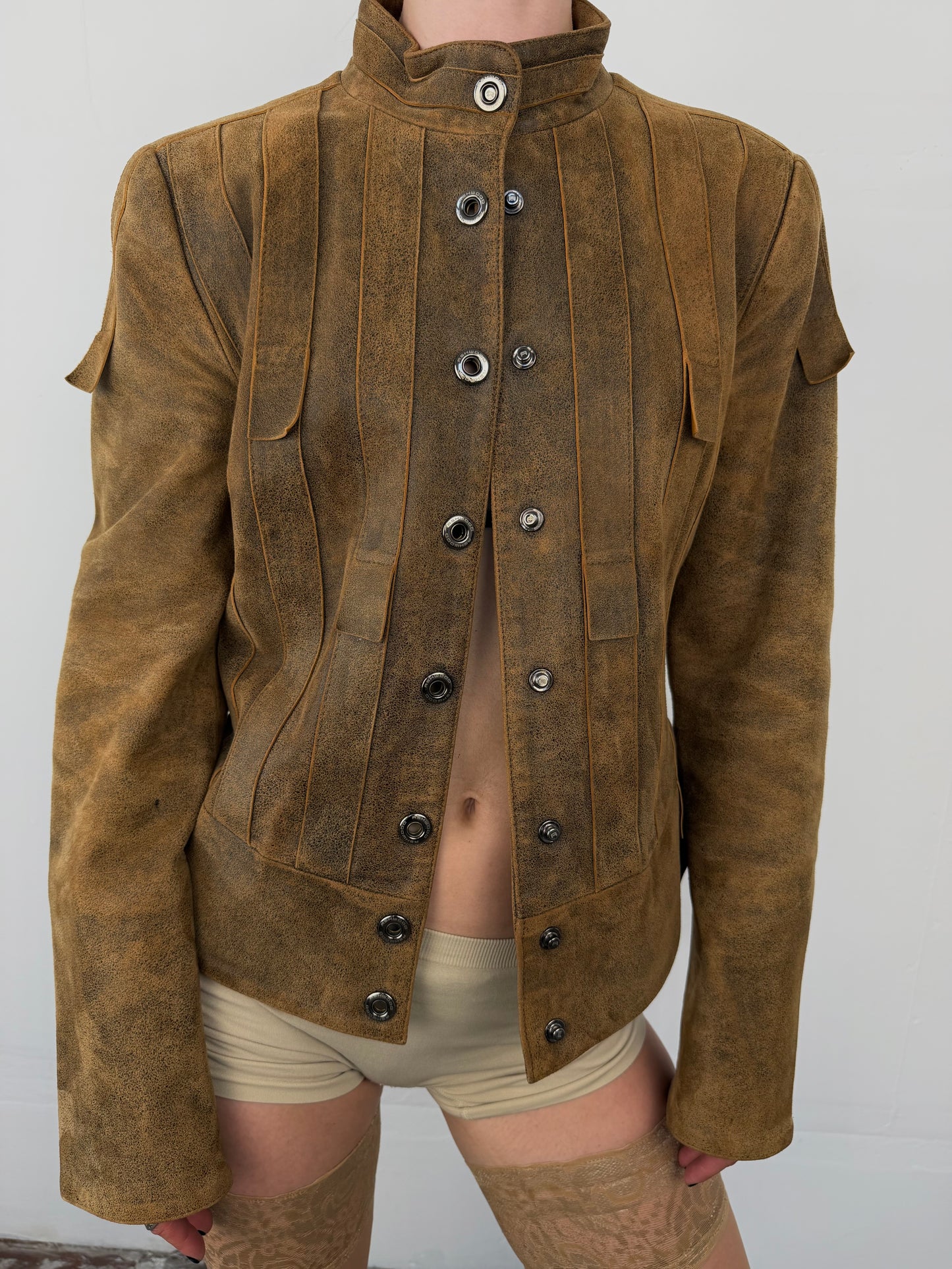 Vintage fitted suede leather jacket TWINKLING GLOBAL