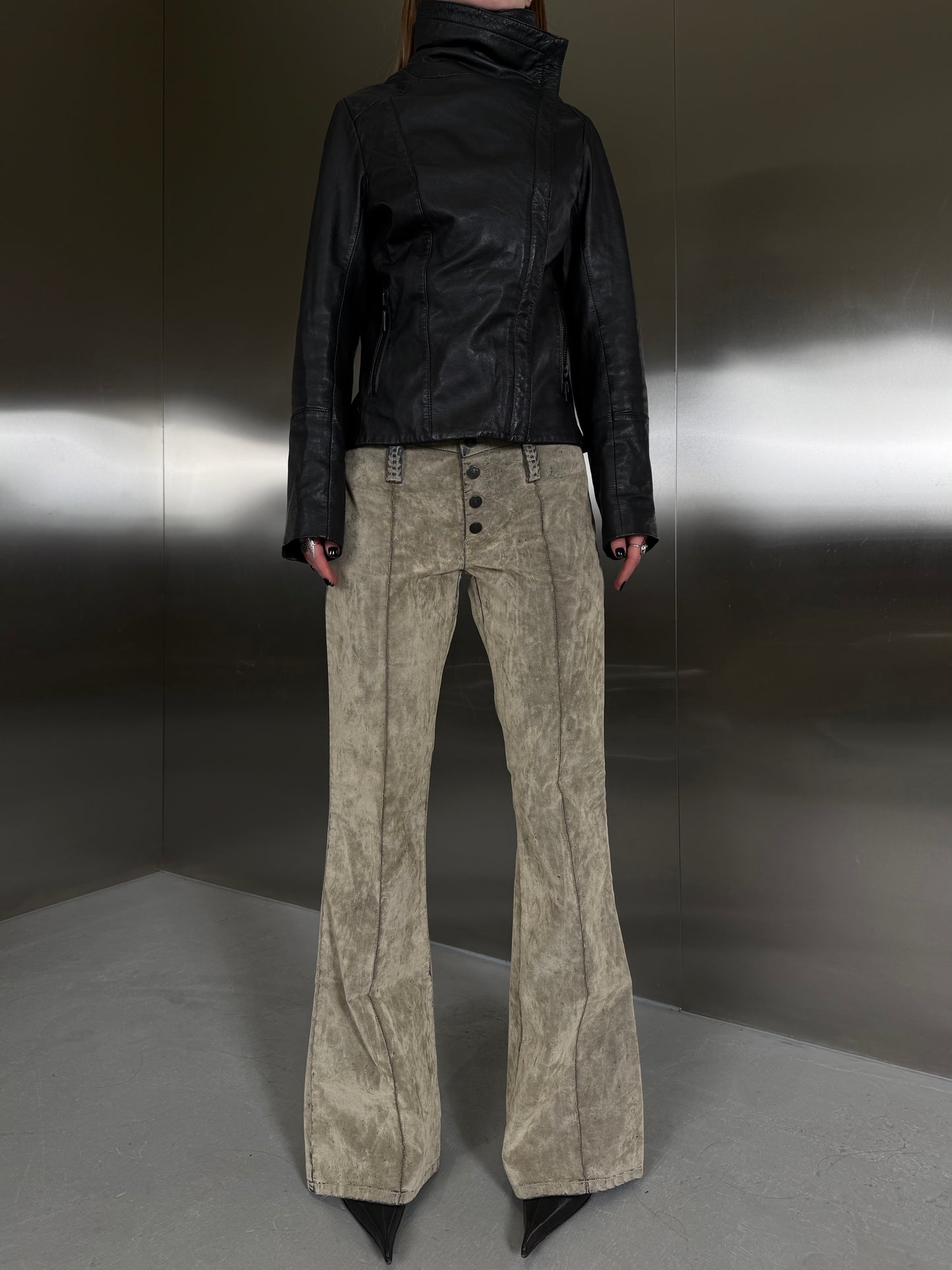 Early 2010s genuine leather fitted jacket TWINKLING GLOBAL