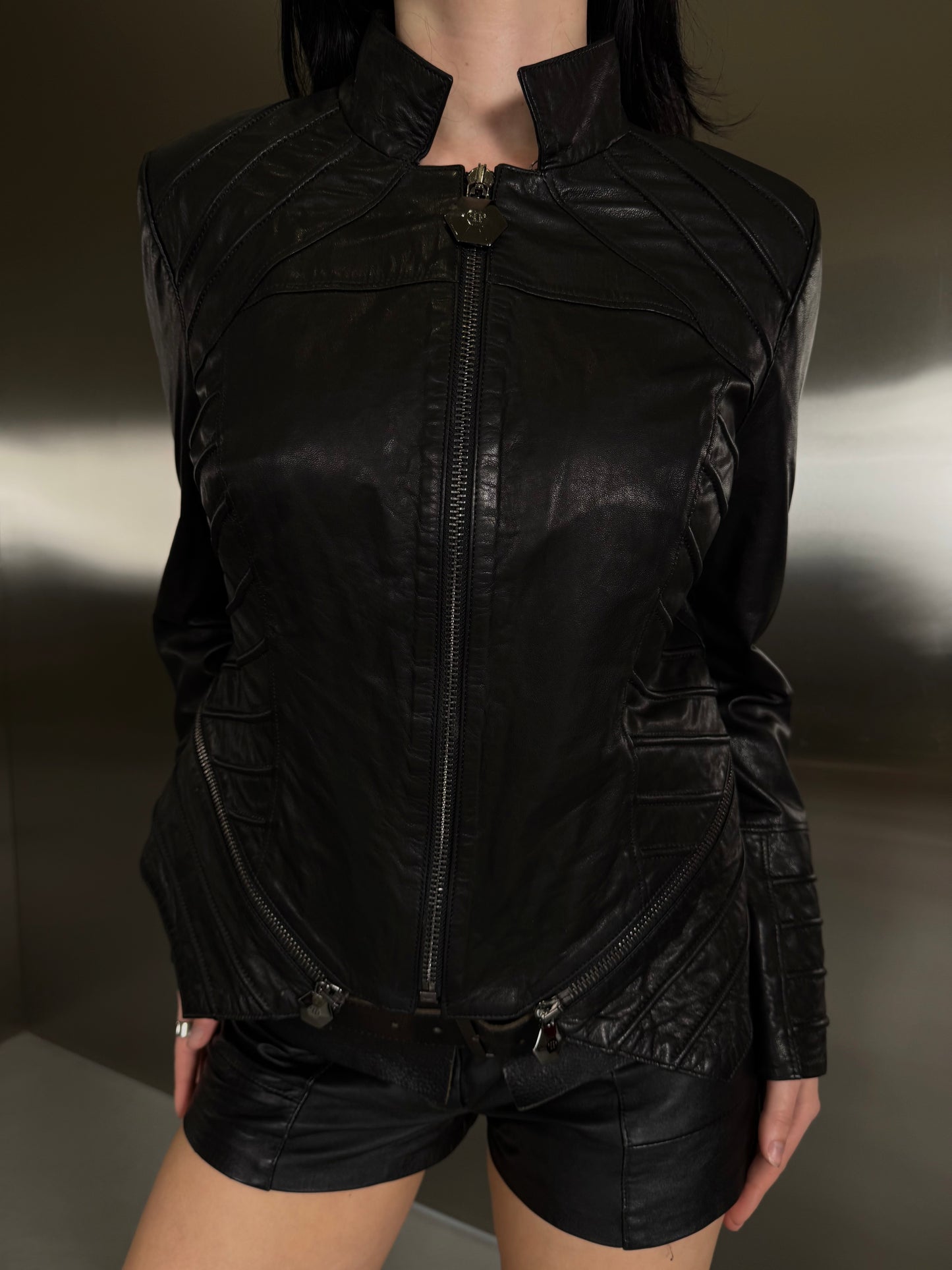 Philipp Plein archive leather jacket TWINKLING GLOBAL