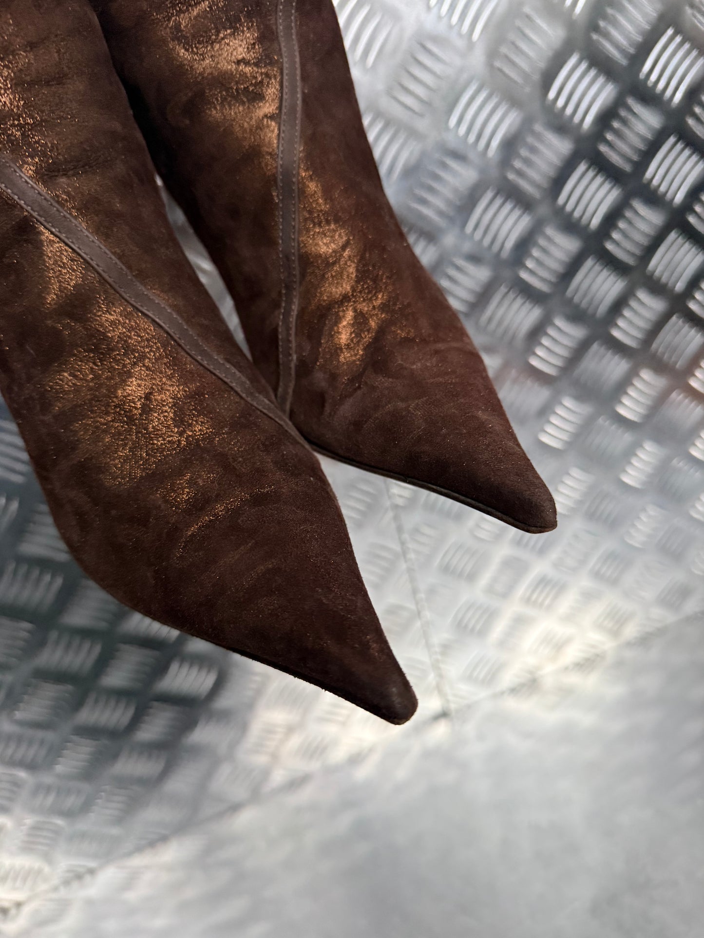 Italian Brown Suede Heeled Boots TWINKLING GLOBAL