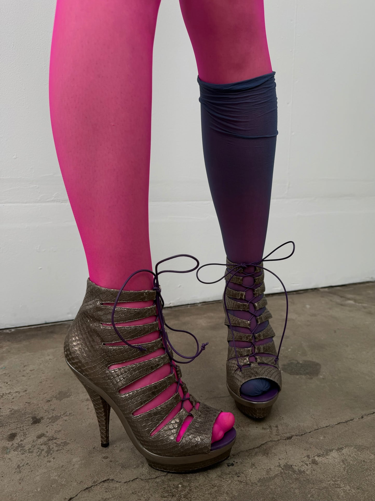Vintage leather lace-up heels by Faith TWINKLING GLOBAL