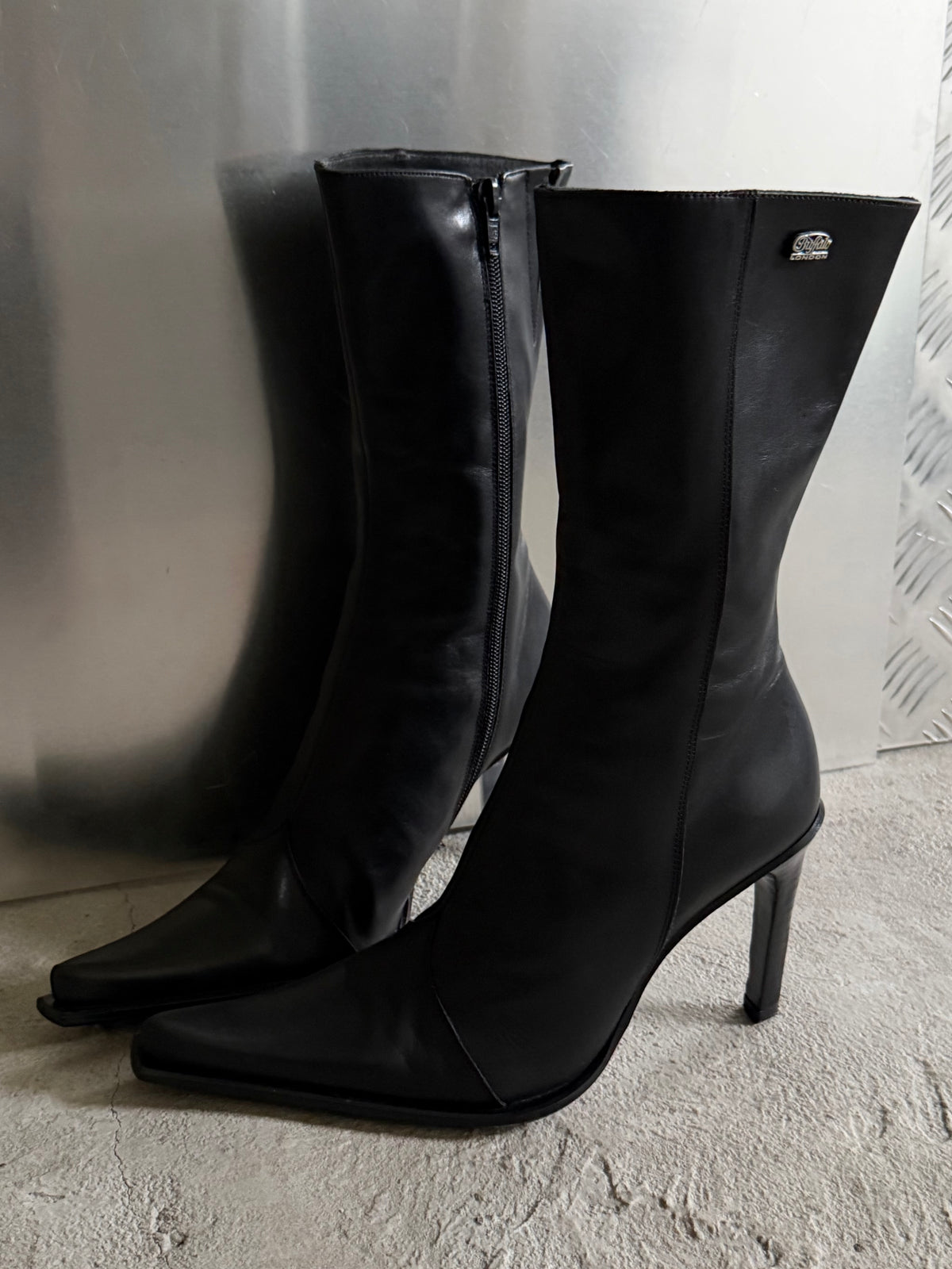 Buffalo black leather boots TWINKLING GLOBAL