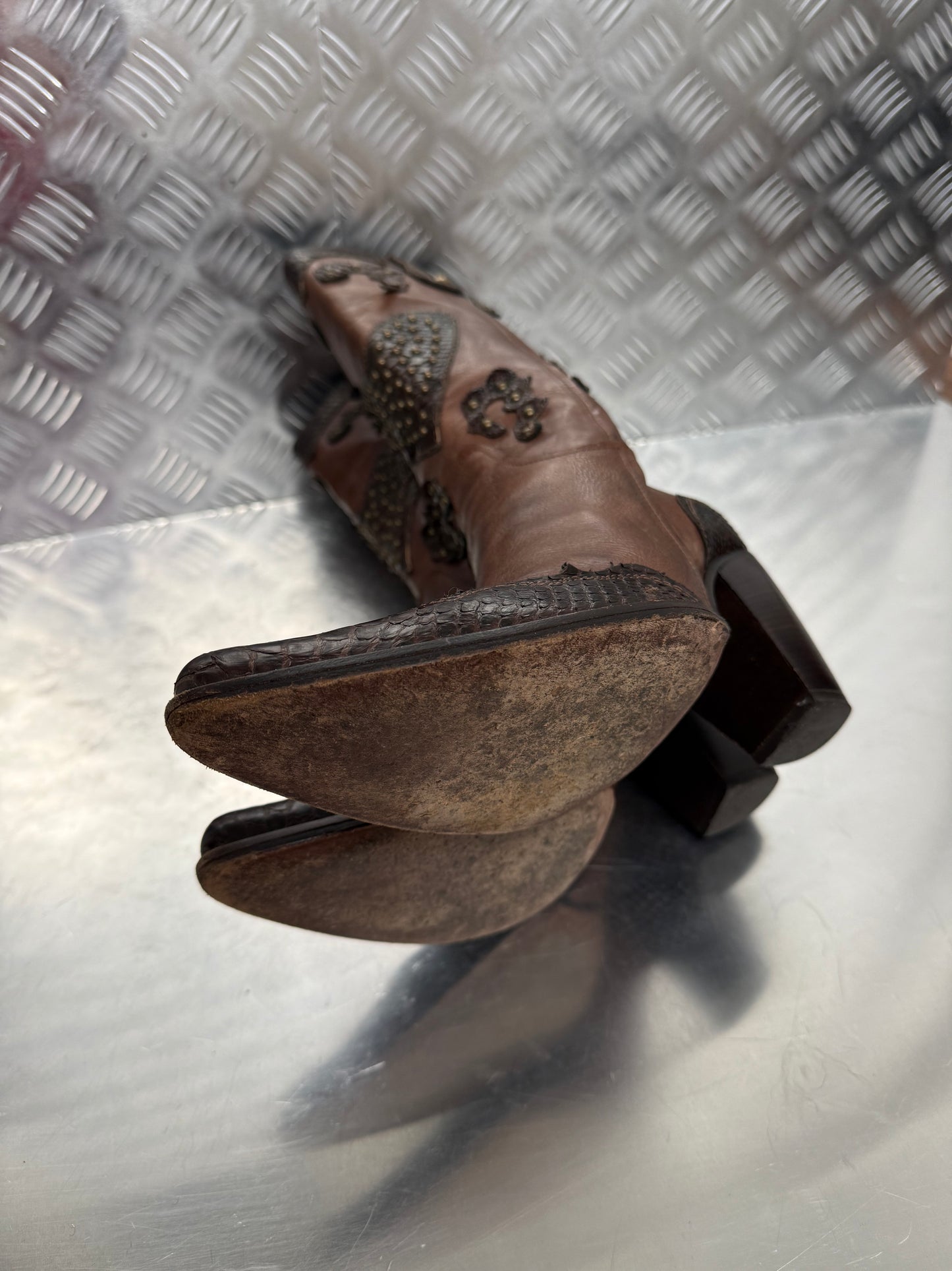 Vintage Italian leather cowboy boots TWINKLING GLOBAL