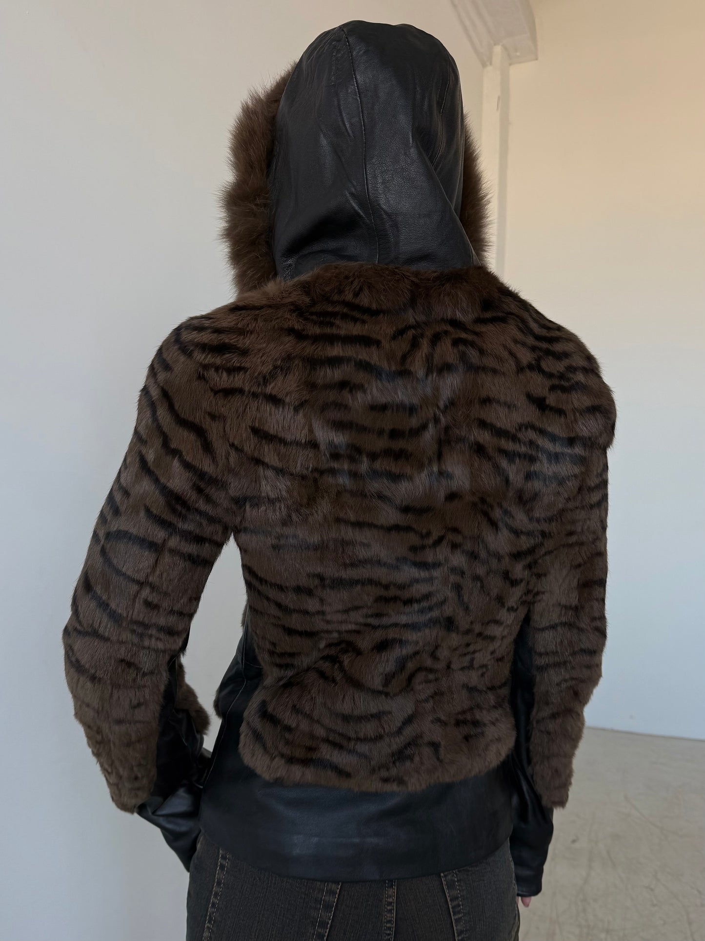 Vintage leather jacket with tiger print TWINKLING GLOBAL