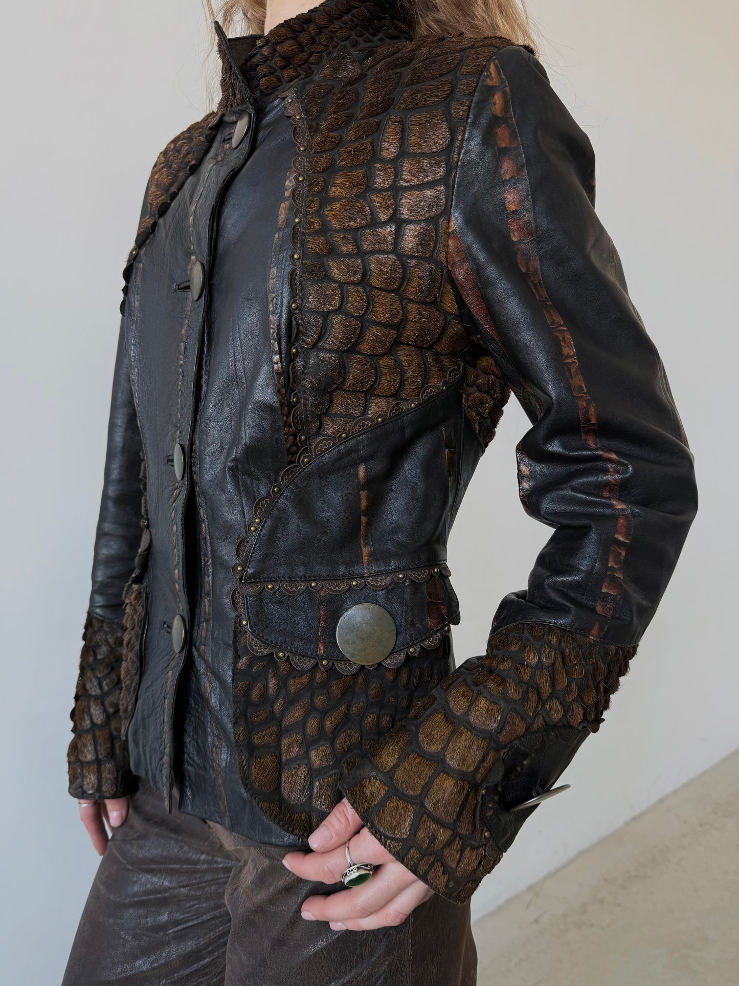 Vintage unique leather jacket TWINKLING GLOBAL