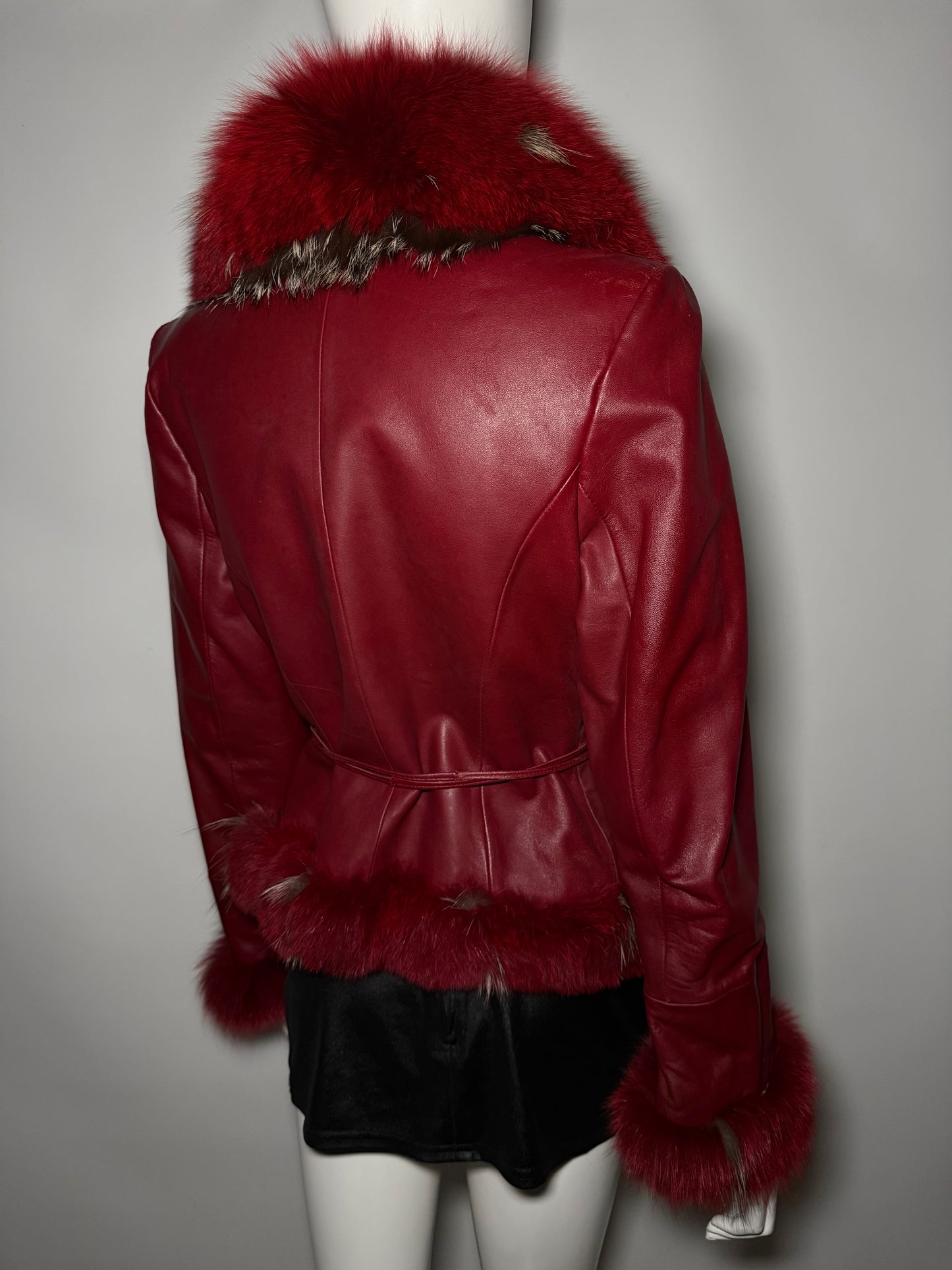 Vintage Red Leather Wrap Jacket TWINKLING GLOBAL