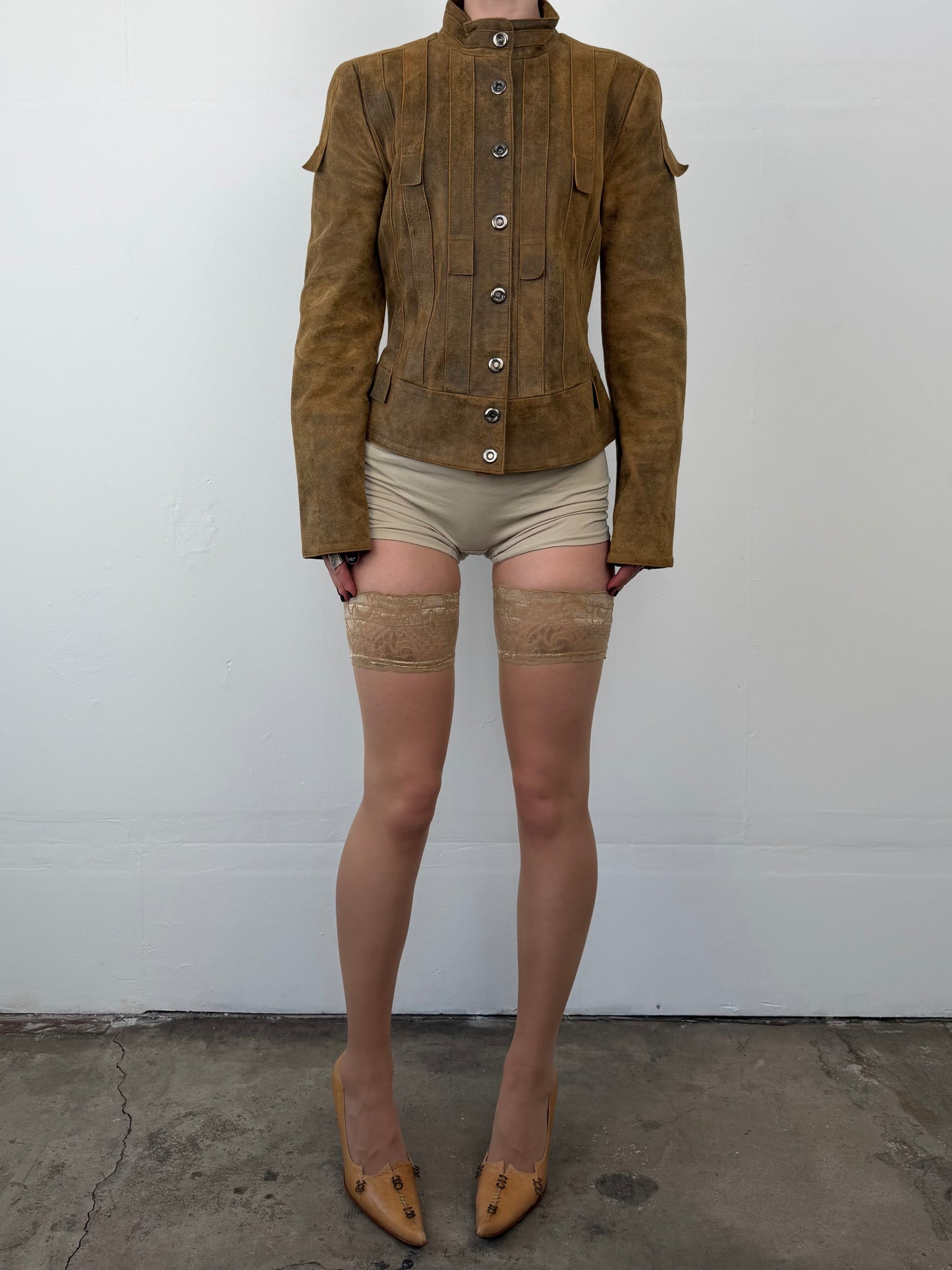 Vintage fitted suede leather jacket TWINKLING GLOBAL