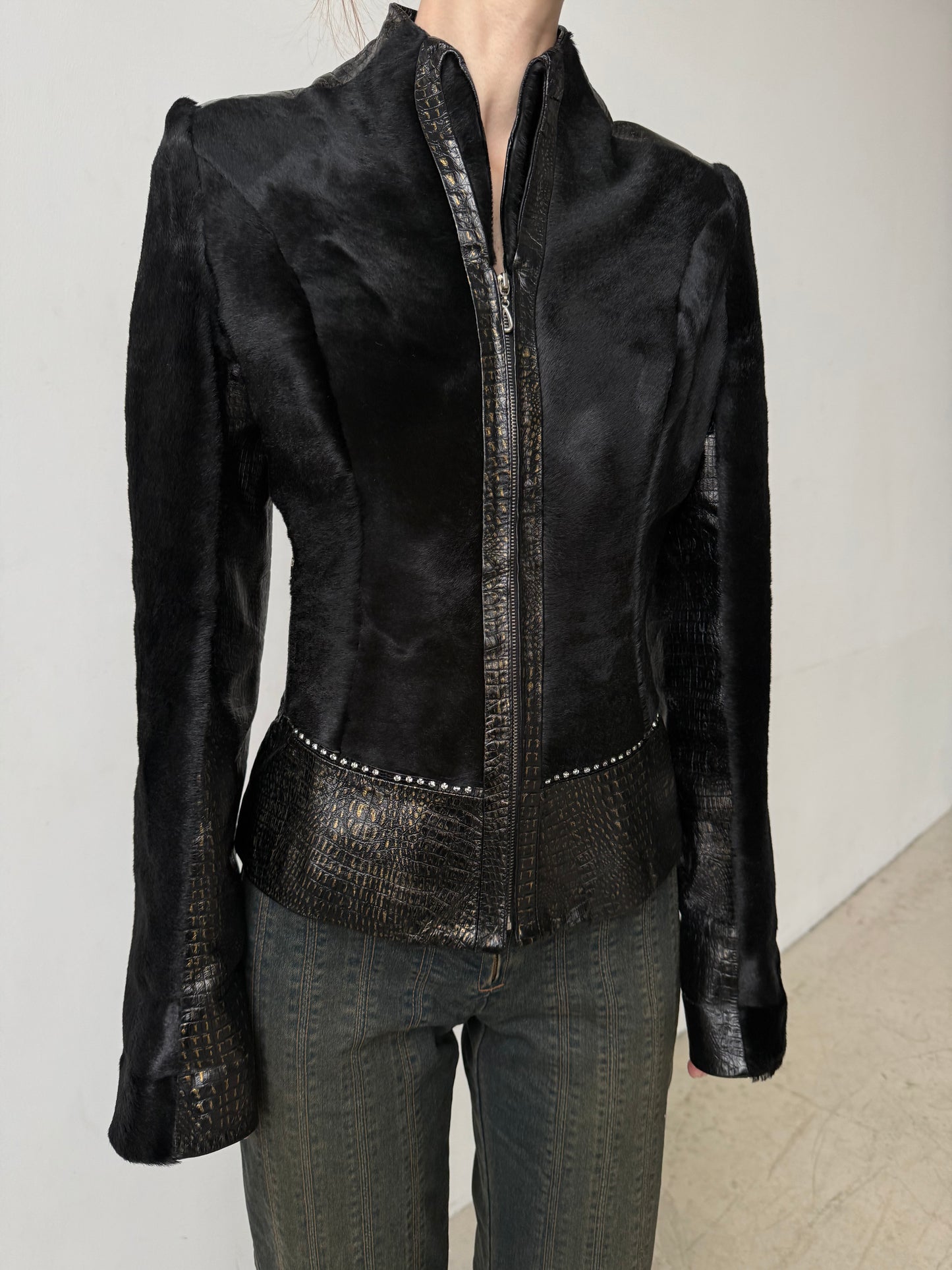 Vintage fitted leather jacket TWINKLING GLOBAL
