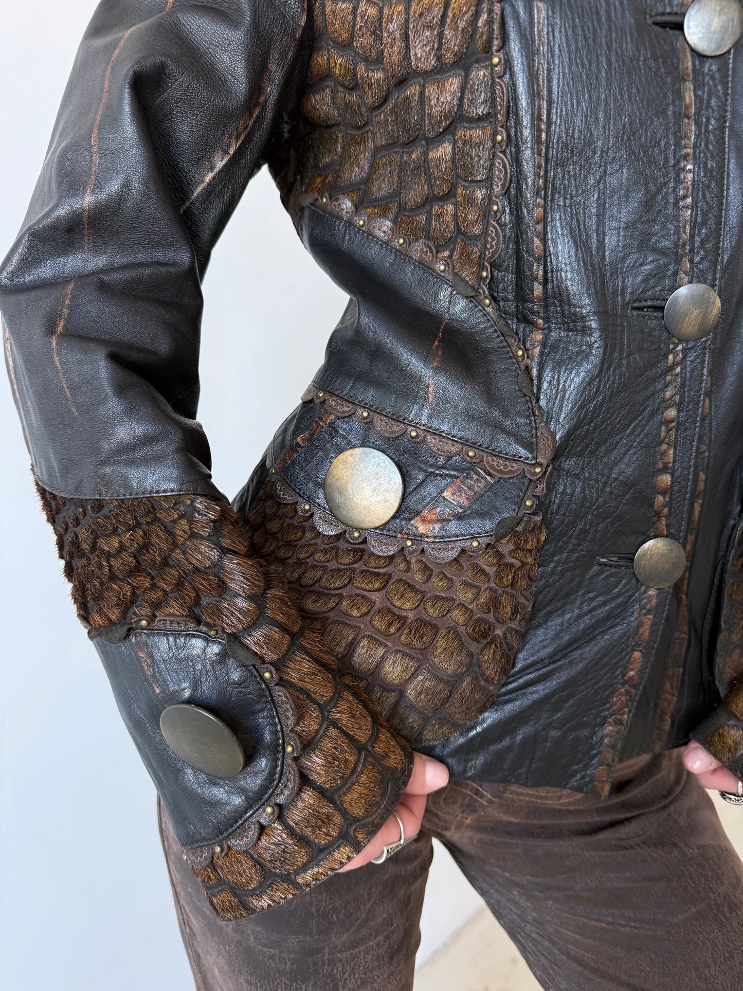 Vintage unique leather jacket TWINKLING GLOBAL