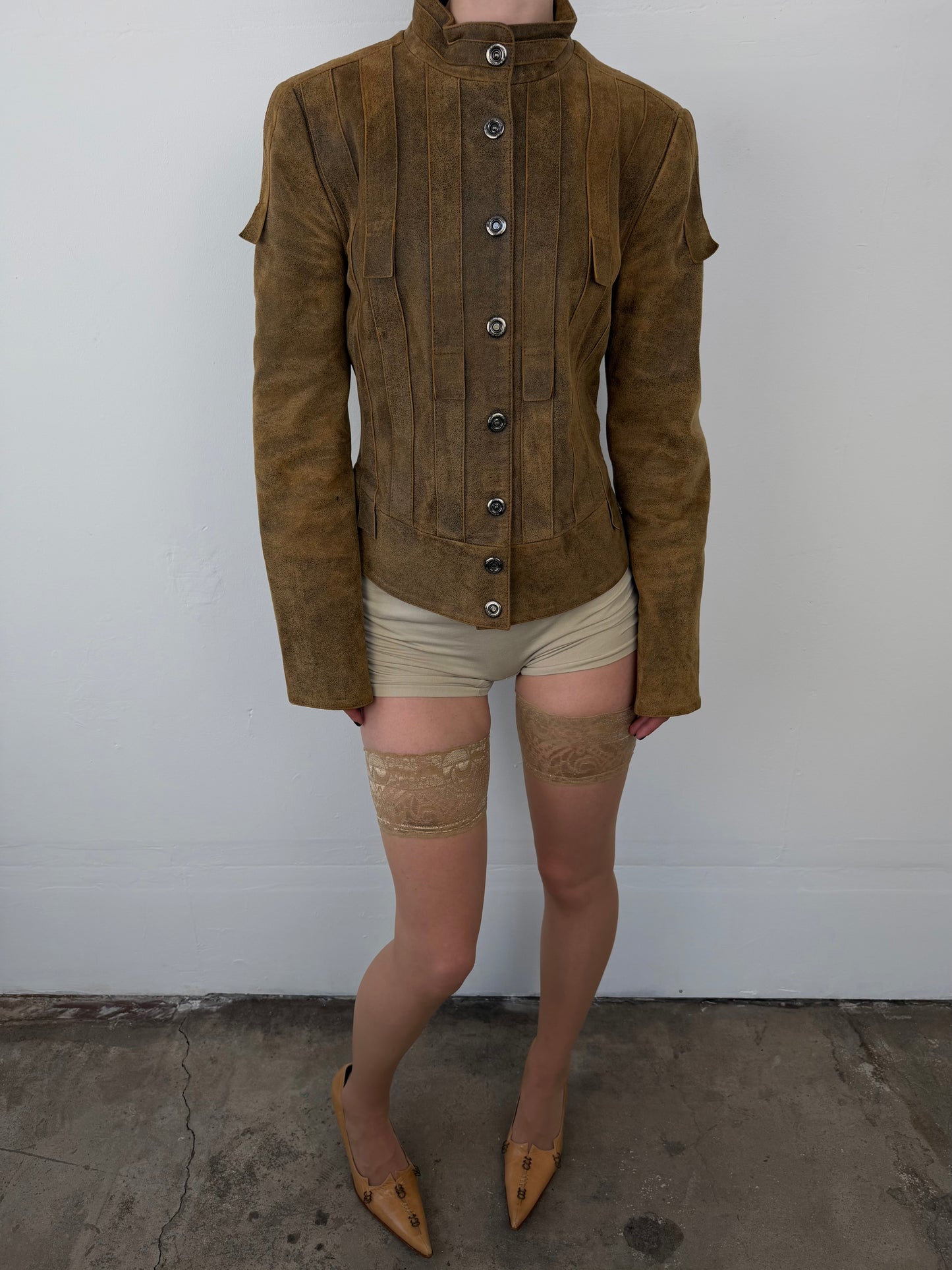 Vintage fitted suede leather jacket TWINKLING GLOBAL
