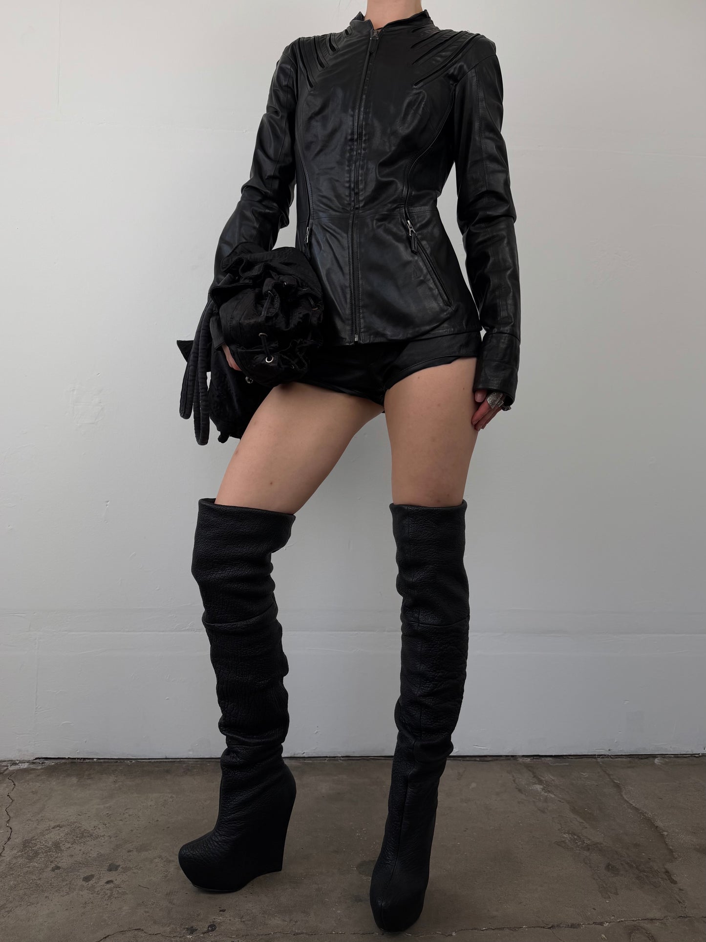 Vintage fitted leather jacket TWINKLING GLOBAL