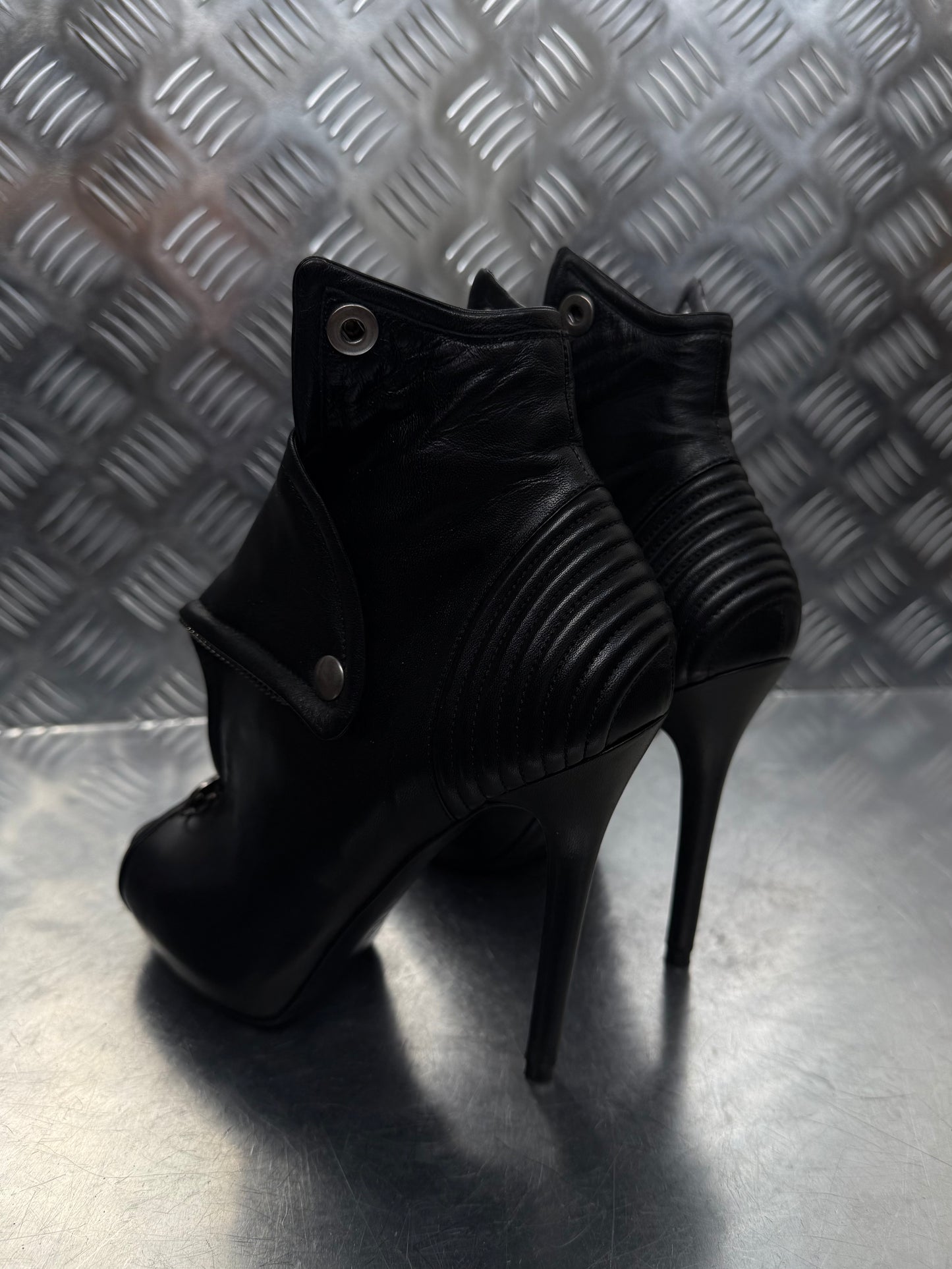 Alexander McQueen archive black leather ankle boots TWINKLING GLOBAL