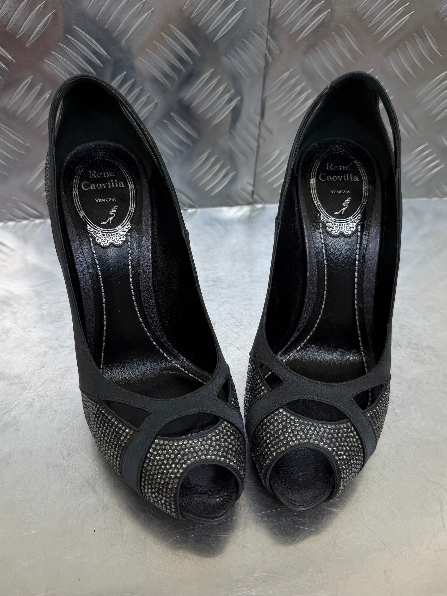 Vintage Rene Caovilla Swarovski crystal heels TWINKLING GLOBAL
