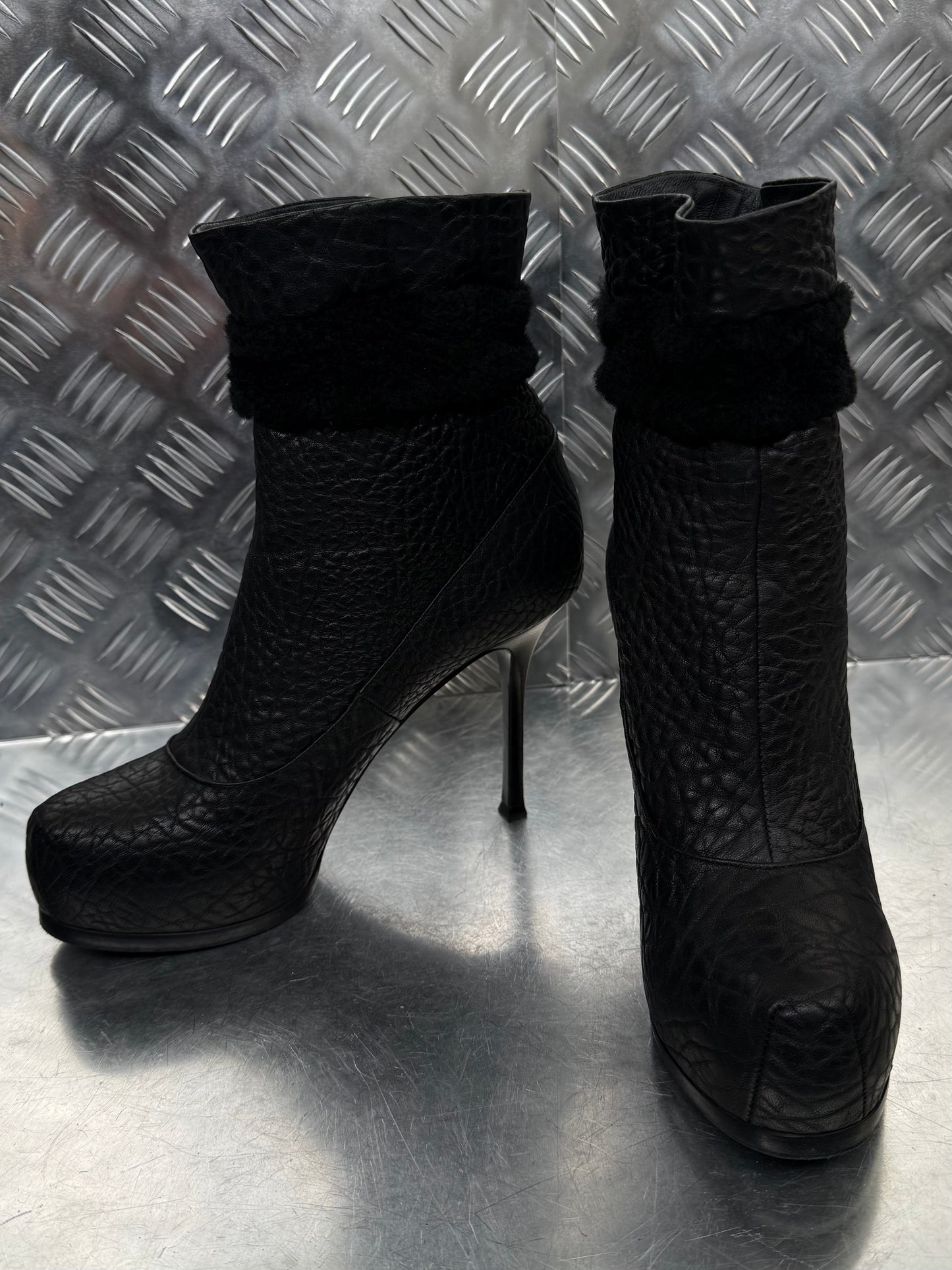 Yves Saint Laurent embossed leather ankle boots TWINKLING GLOBAL