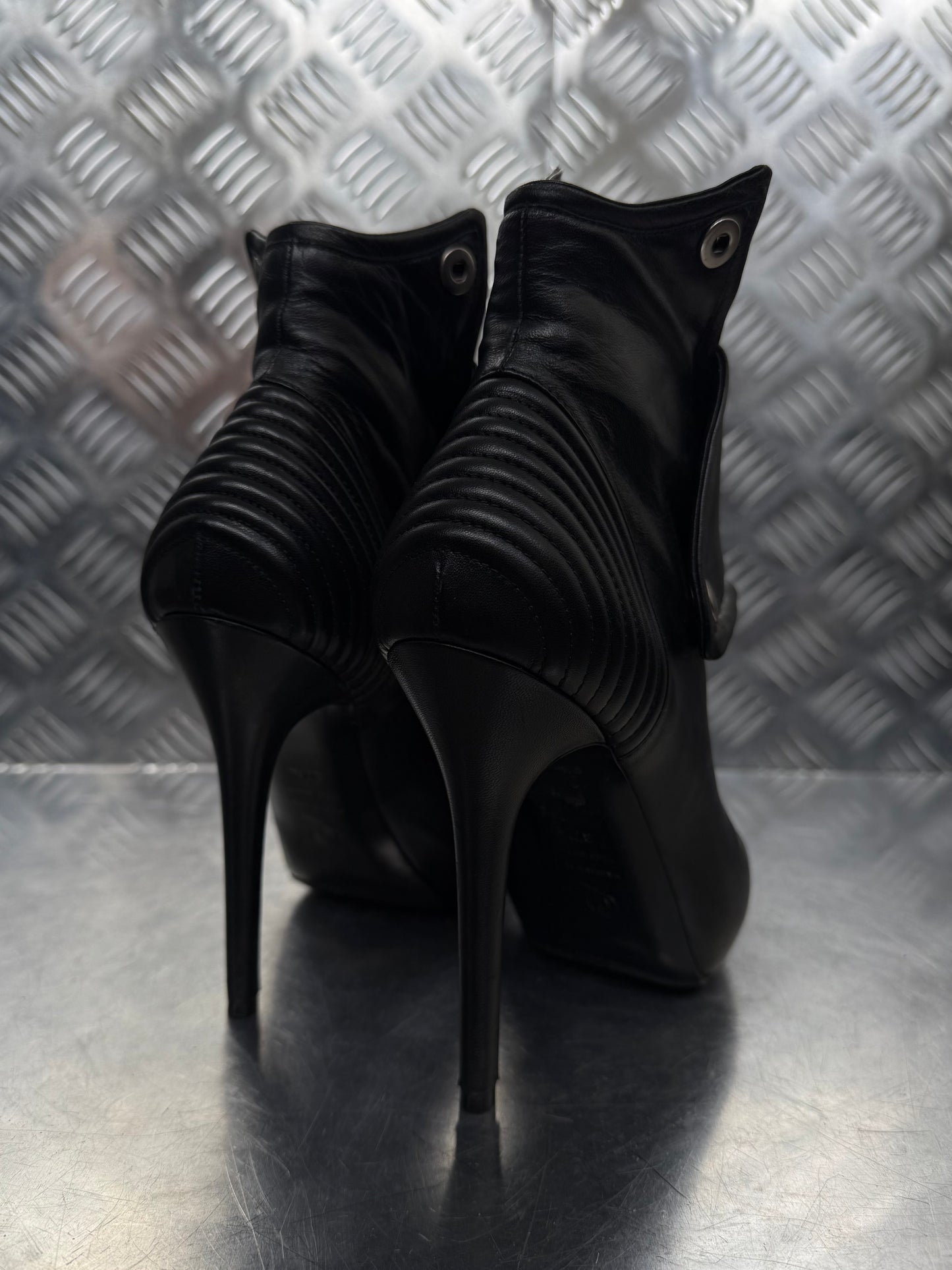 Alexander McQueen archive black leather ankle boots TWINKLING GLOBAL