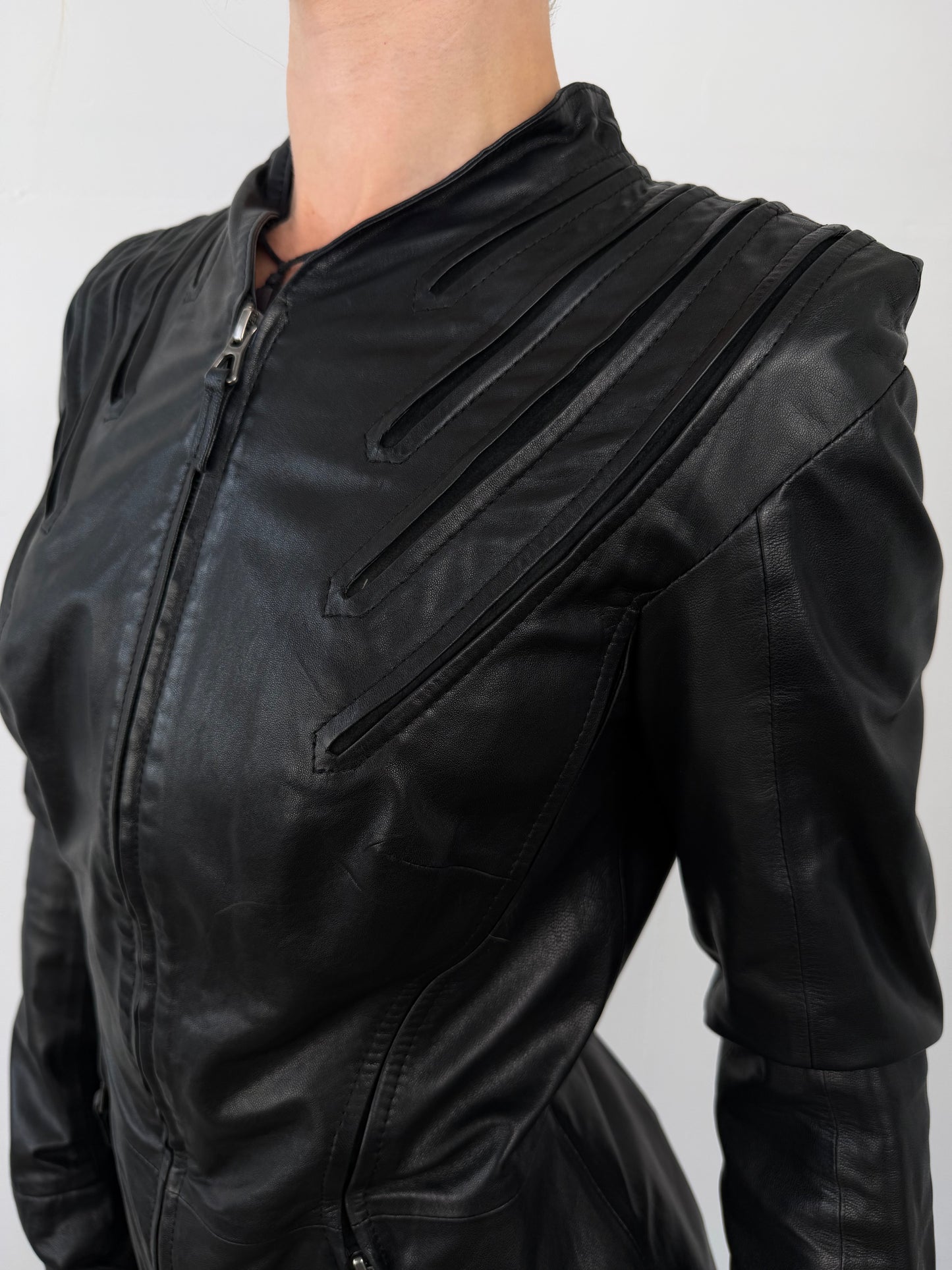 Vintage fitted leather jacket TWINKLING GLOBAL