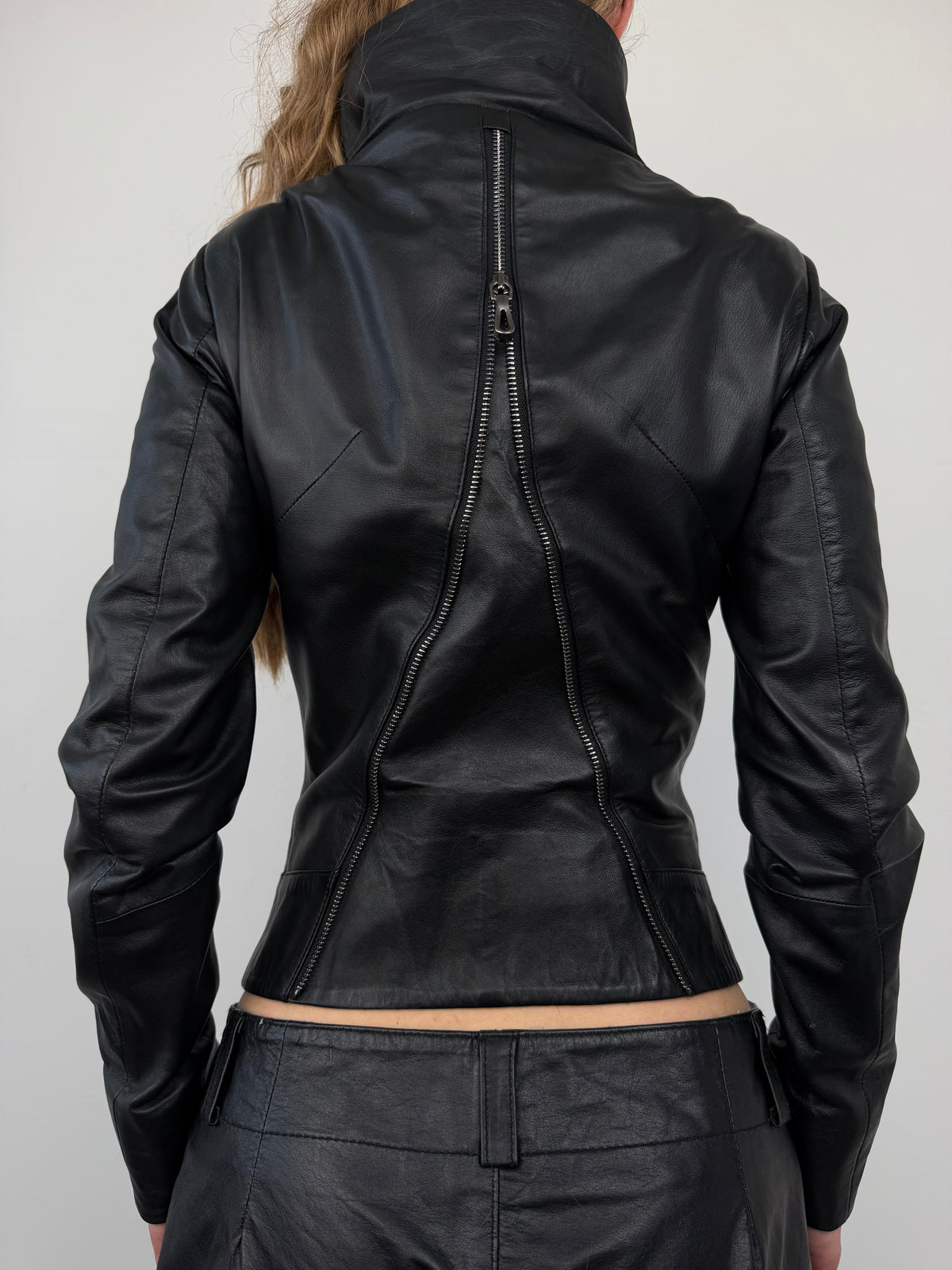 Vintage asymmetric leather jacket TWINKLING GLOBAL