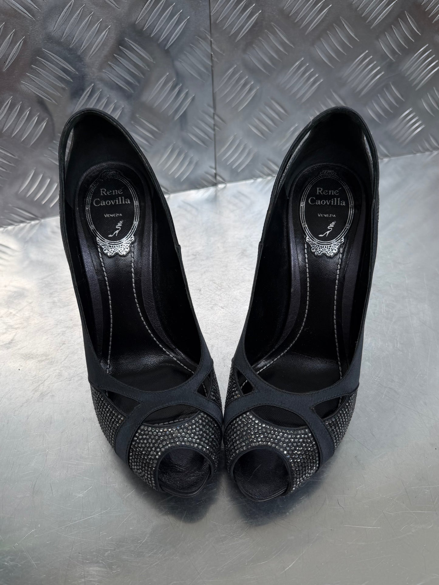 Vintage Rene Caovilla Swarovski crystal heels TWINKLING GLOBAL