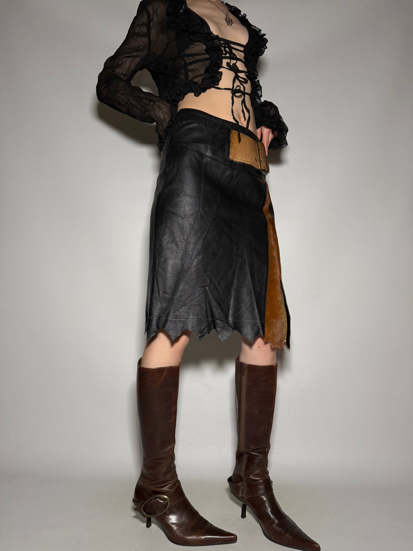 Vintage Leather Skirt - TWINKLING GLOBAL
