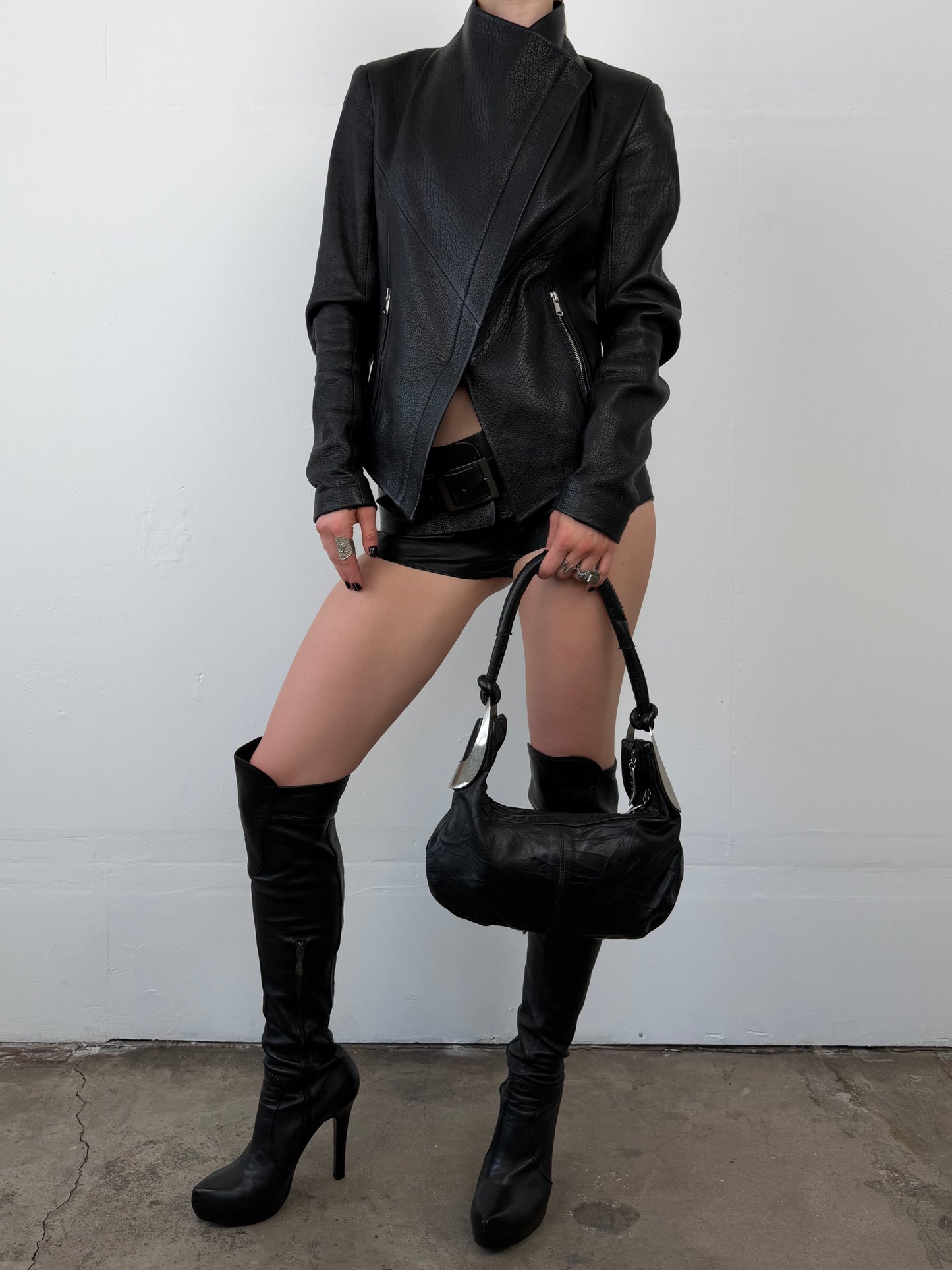Vintage asymmetrical leather jacket TWINKLING GLOBAL