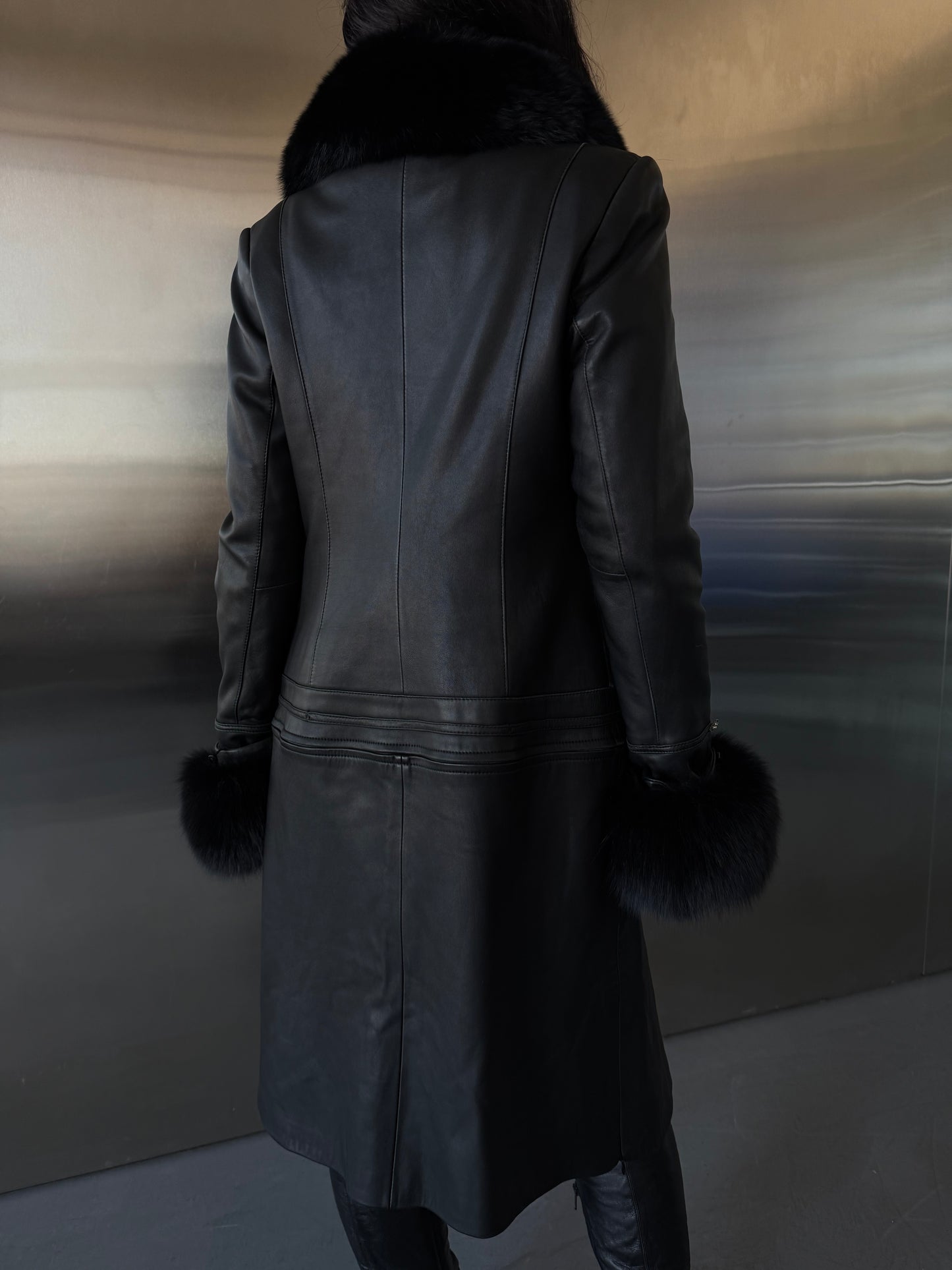 Vintage leather transformable coat jacket TWINKLING GLOBAL