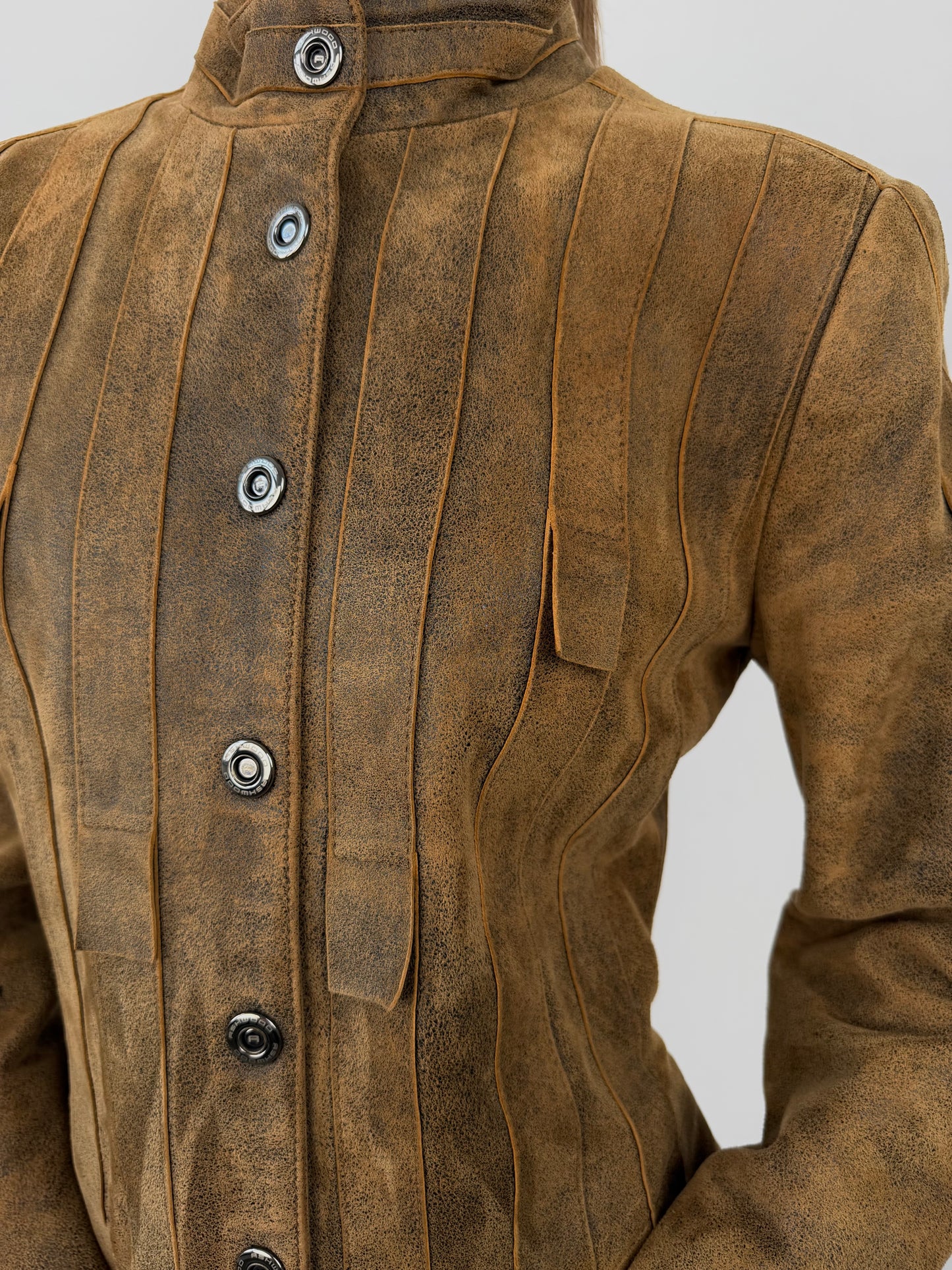 Vintage fitted suede leather jacket TWINKLING GLOBAL
