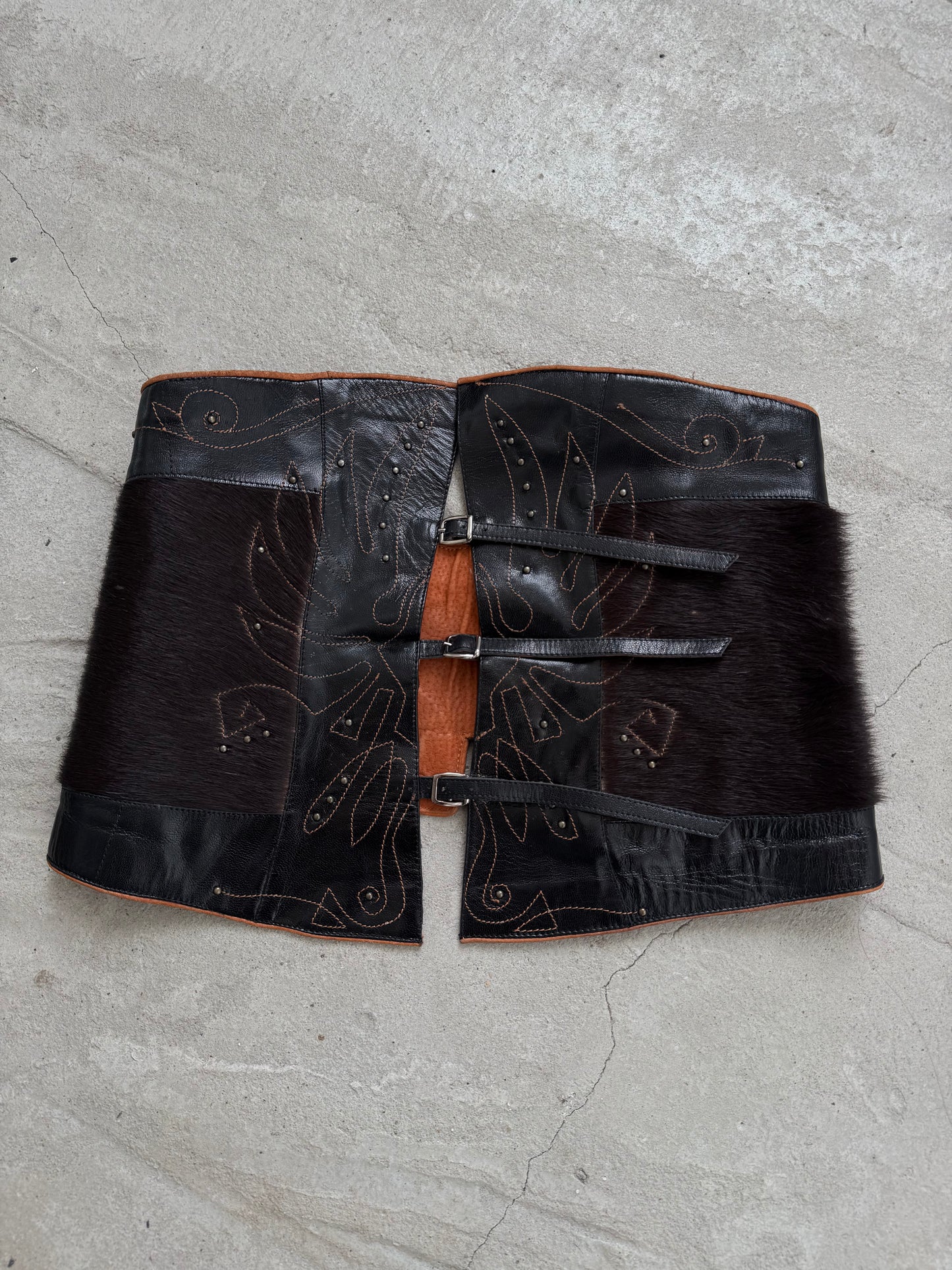Vintage handmade leather belt TWINKLING GLOBAL