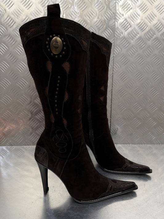 Vintage Ferre cowboy-style leather boots TWINKLING GLOBAL