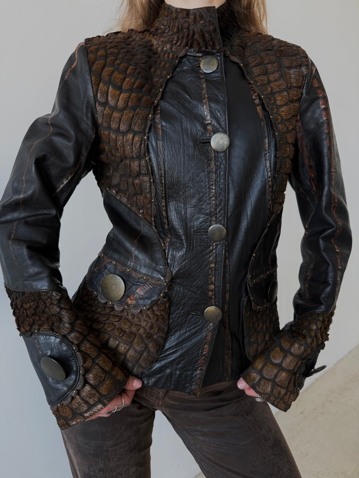Vintage unique leather jacket TWINKLING GLOBAL