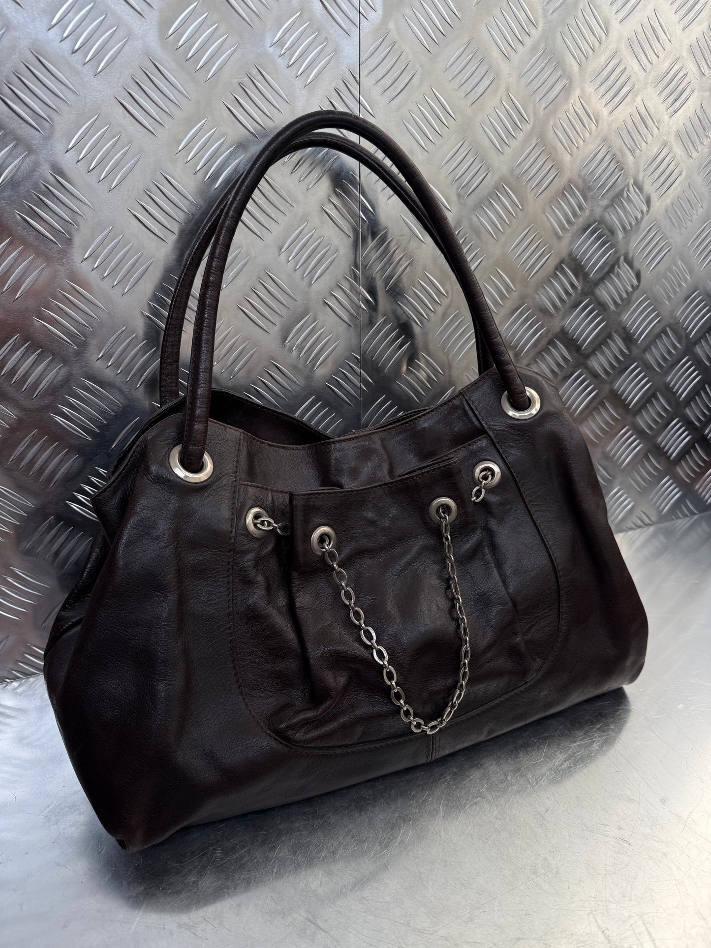 Vintage Furla Brown Leather Bag Twinkling Global