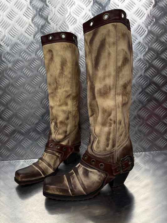 Vintage leather cowboy boots Carlo Pazolini TWINKLING GLOBAL