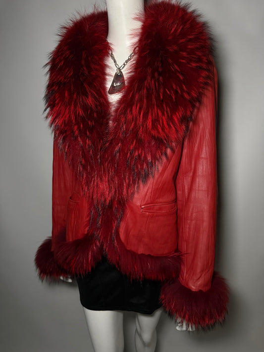 Vintage red leather jacket Twinkling Global