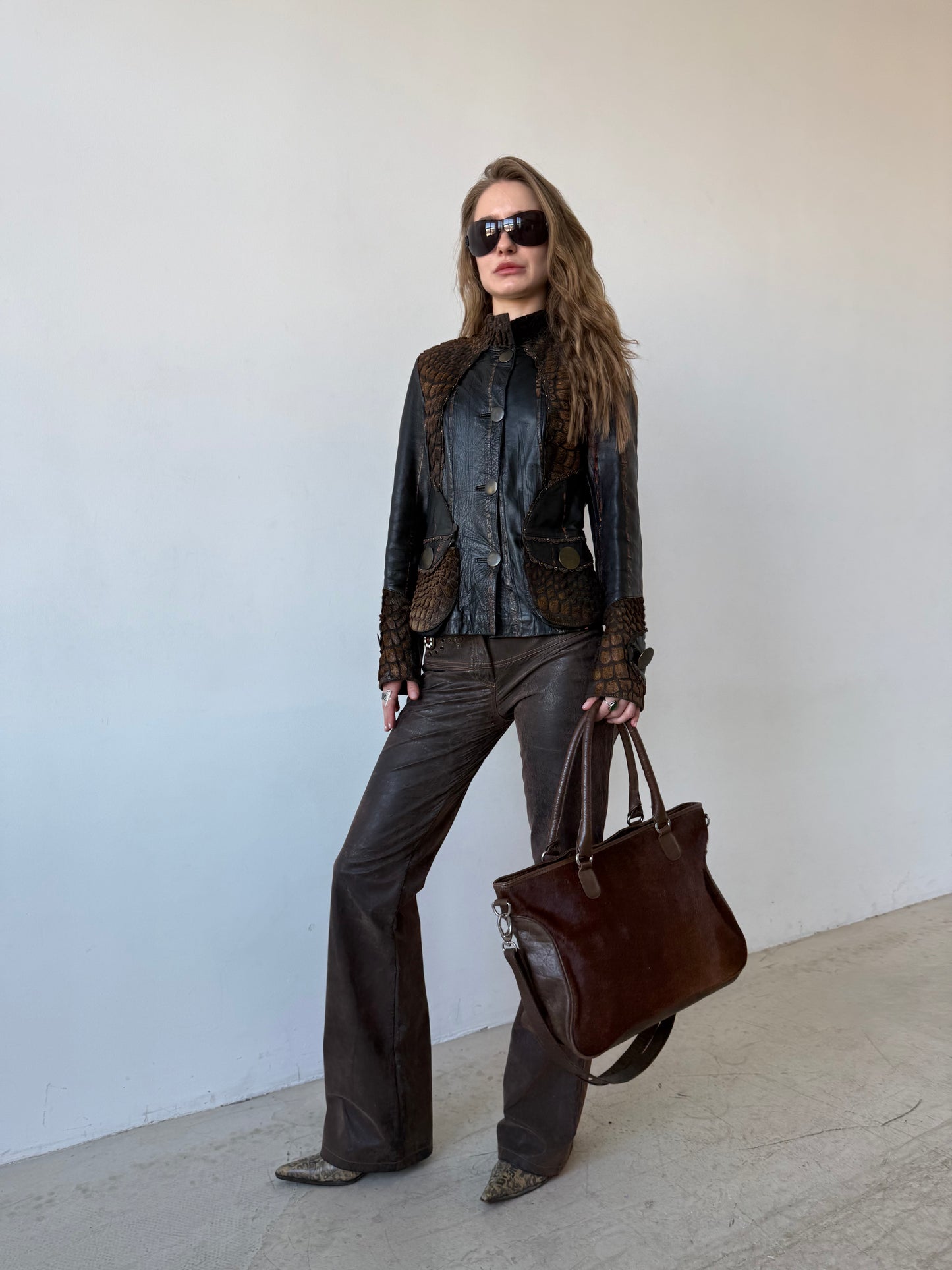 Vintage unique leather jacket TWINKLING GLOBAL