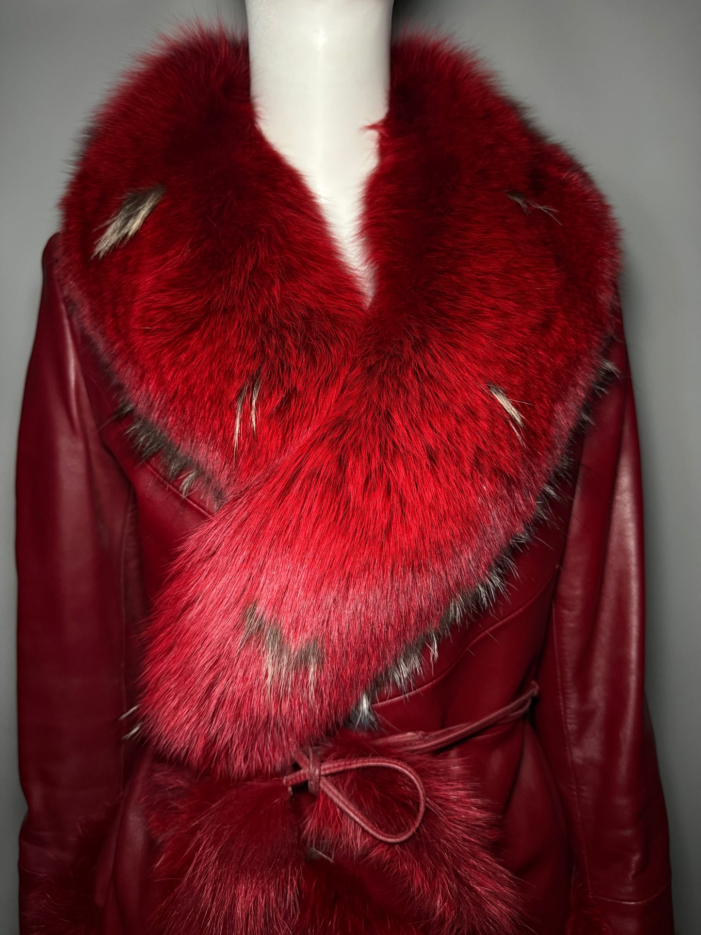 Vintage Red Leather Wrap Jacket TWINKLING GLOBAL