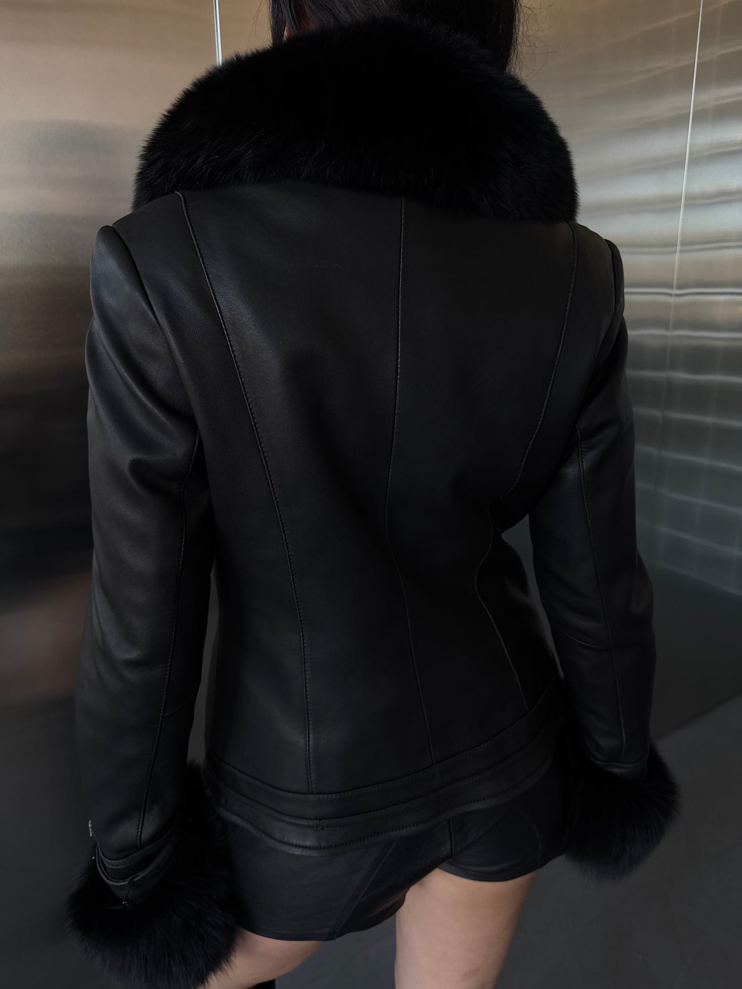 Vintage leather transformable coat jacket TWINKLING GLOBAL