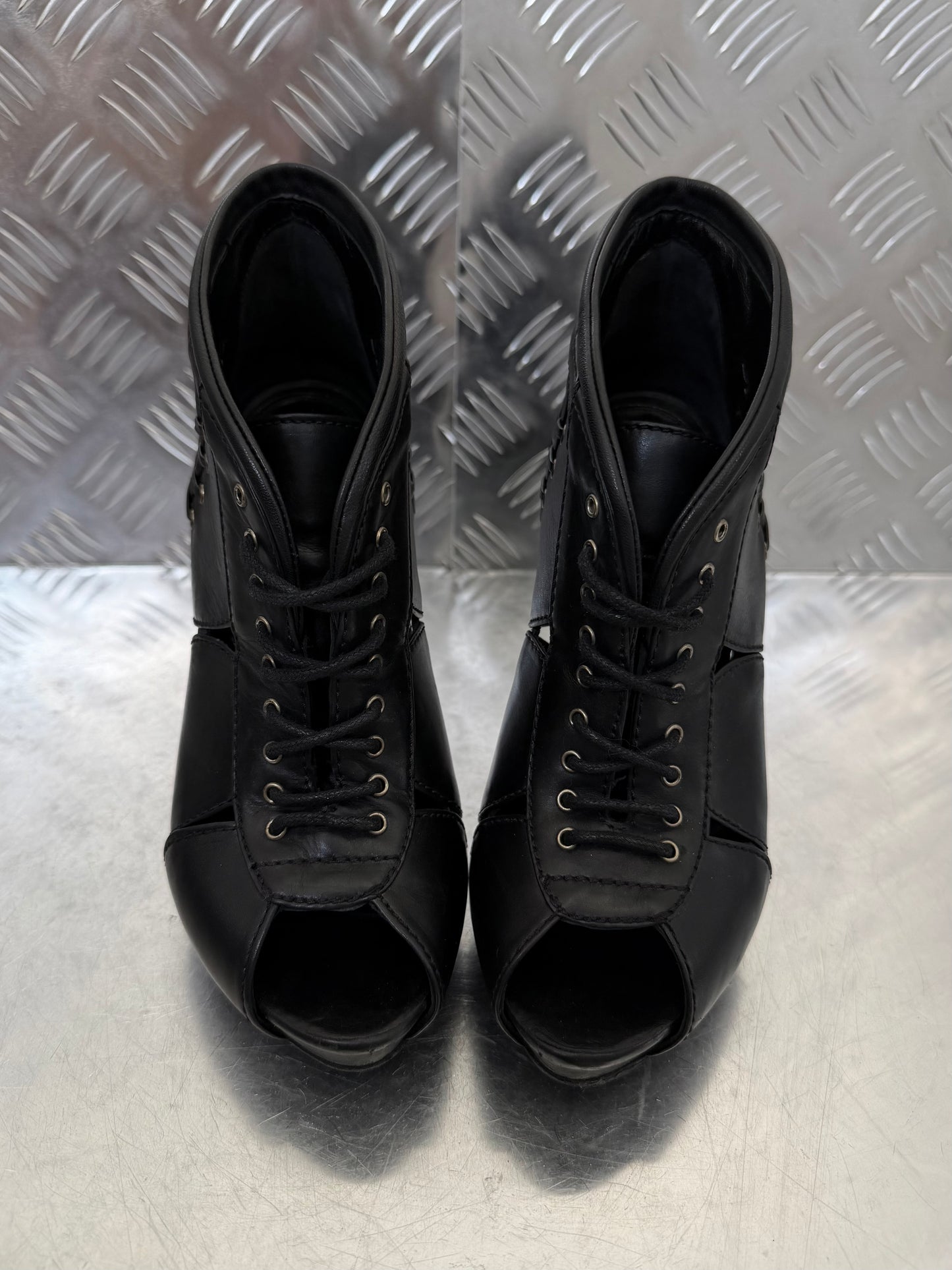 Alexander McQueen leather lace-up ankle heels TWINKLING GLOBAL