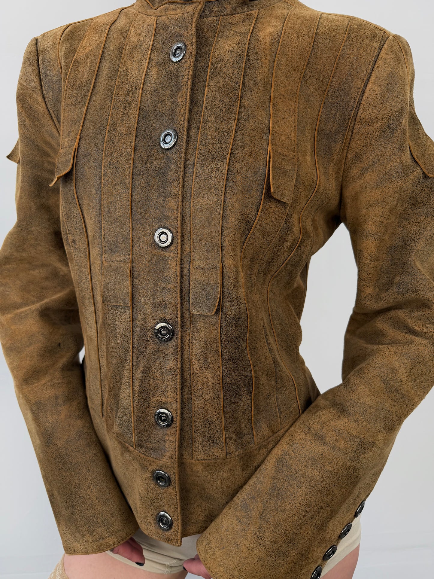 Vintage fitted suede leather jacket TWINKLING GLOBAL