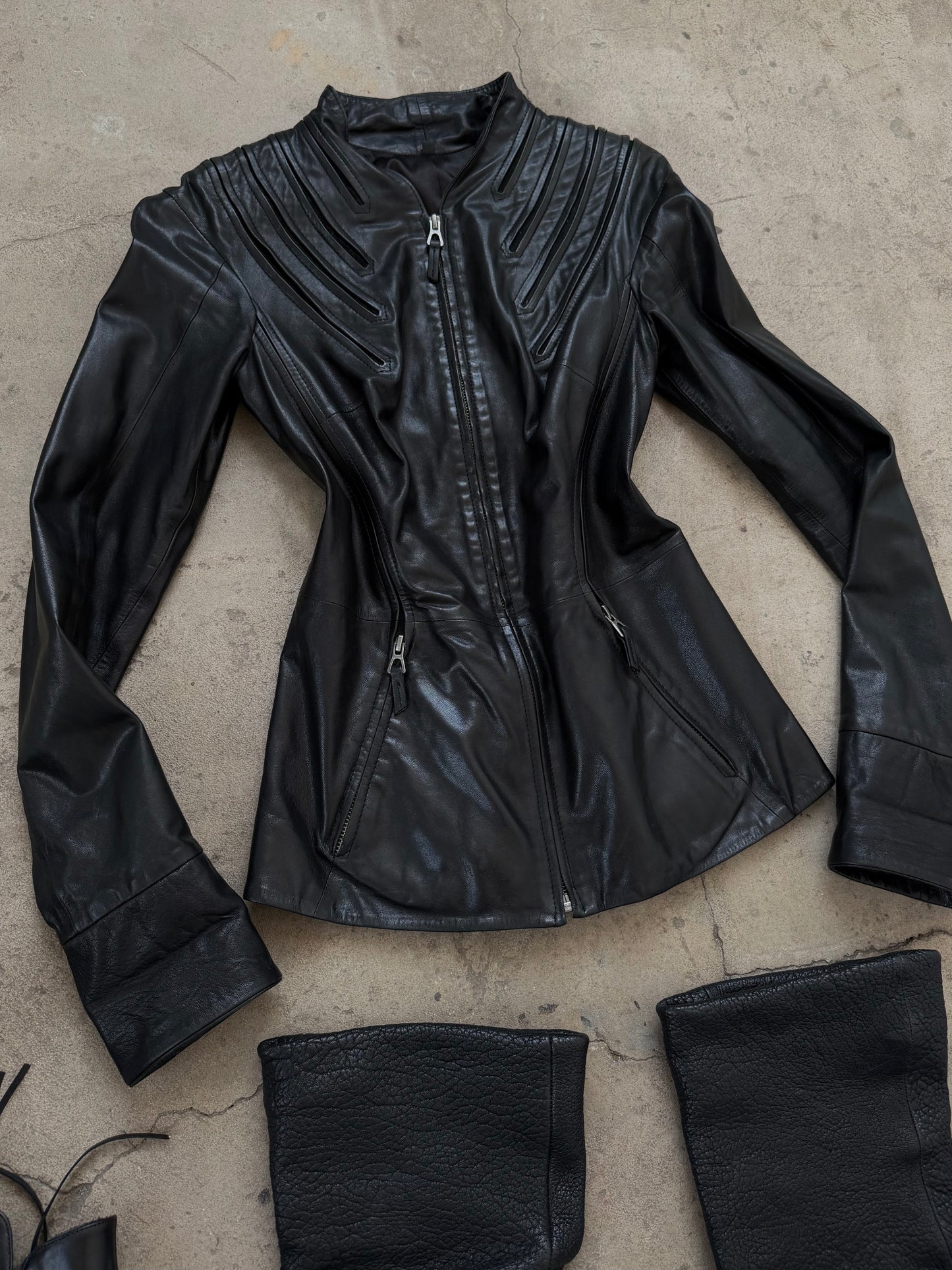 Vintage fitted leather jacket TWINKLING GLOBAL